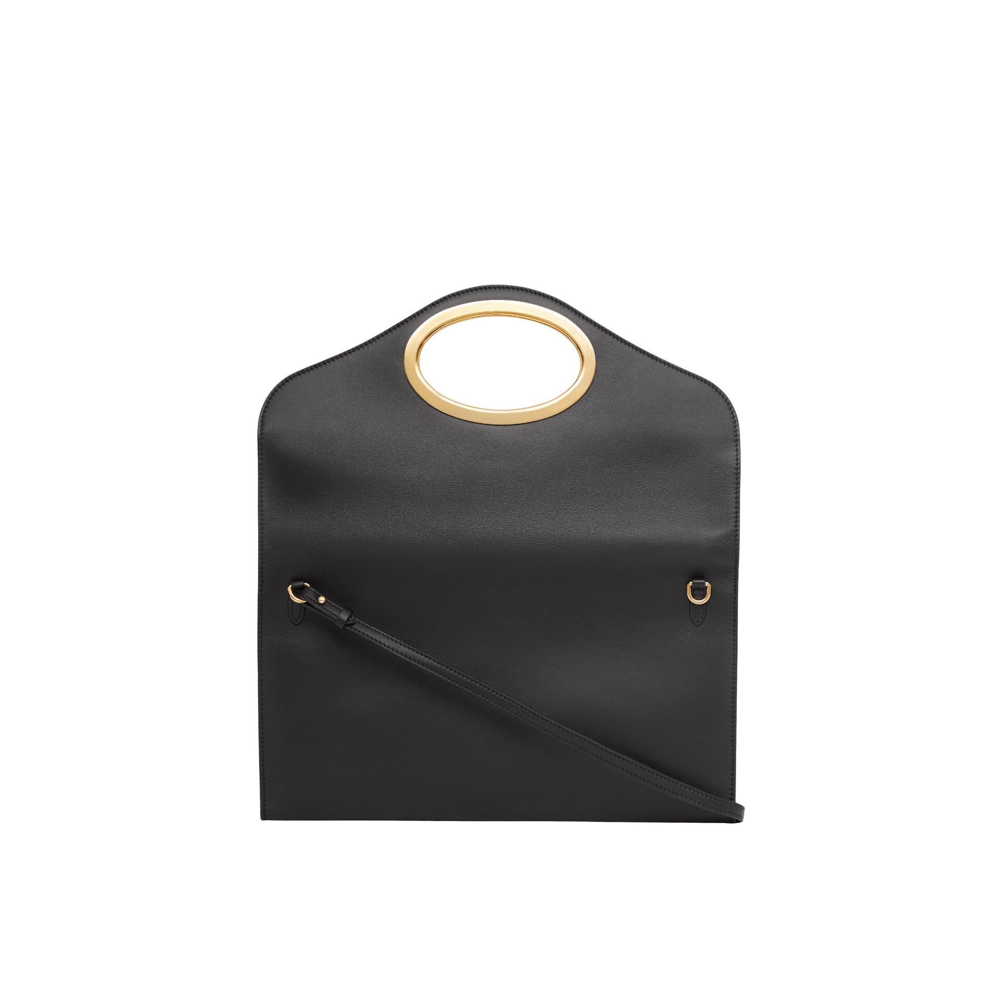 스몰 핸들 디테일 레더 포켓 클러치