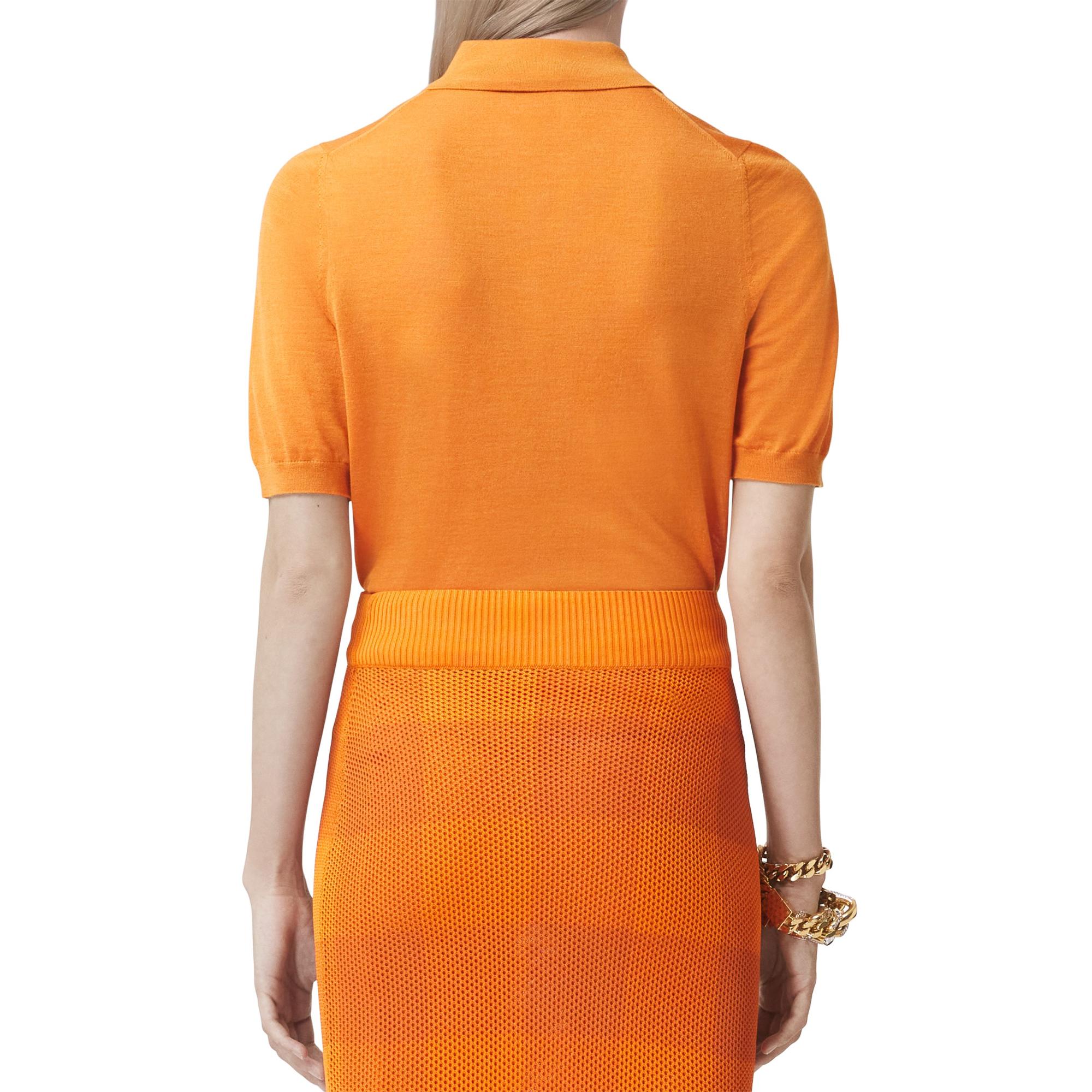 모노그램 모티프 울 실크 캐시미어 폴로셔츠