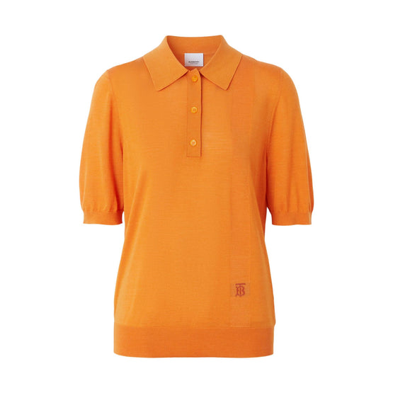 모노그램 모티프 울 실크 캐시미어 폴로셔츠