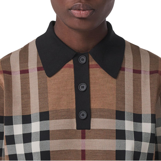 체크 실크 블렌드 자카드 폴로셔츠