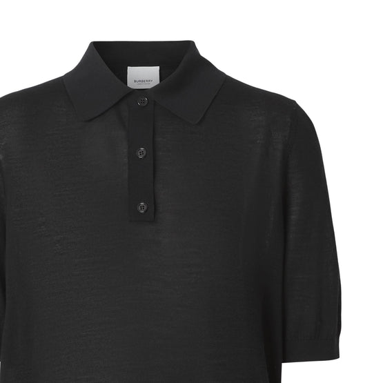 모노그램 모티프 울 실크 캐시미어 폴로셔츠