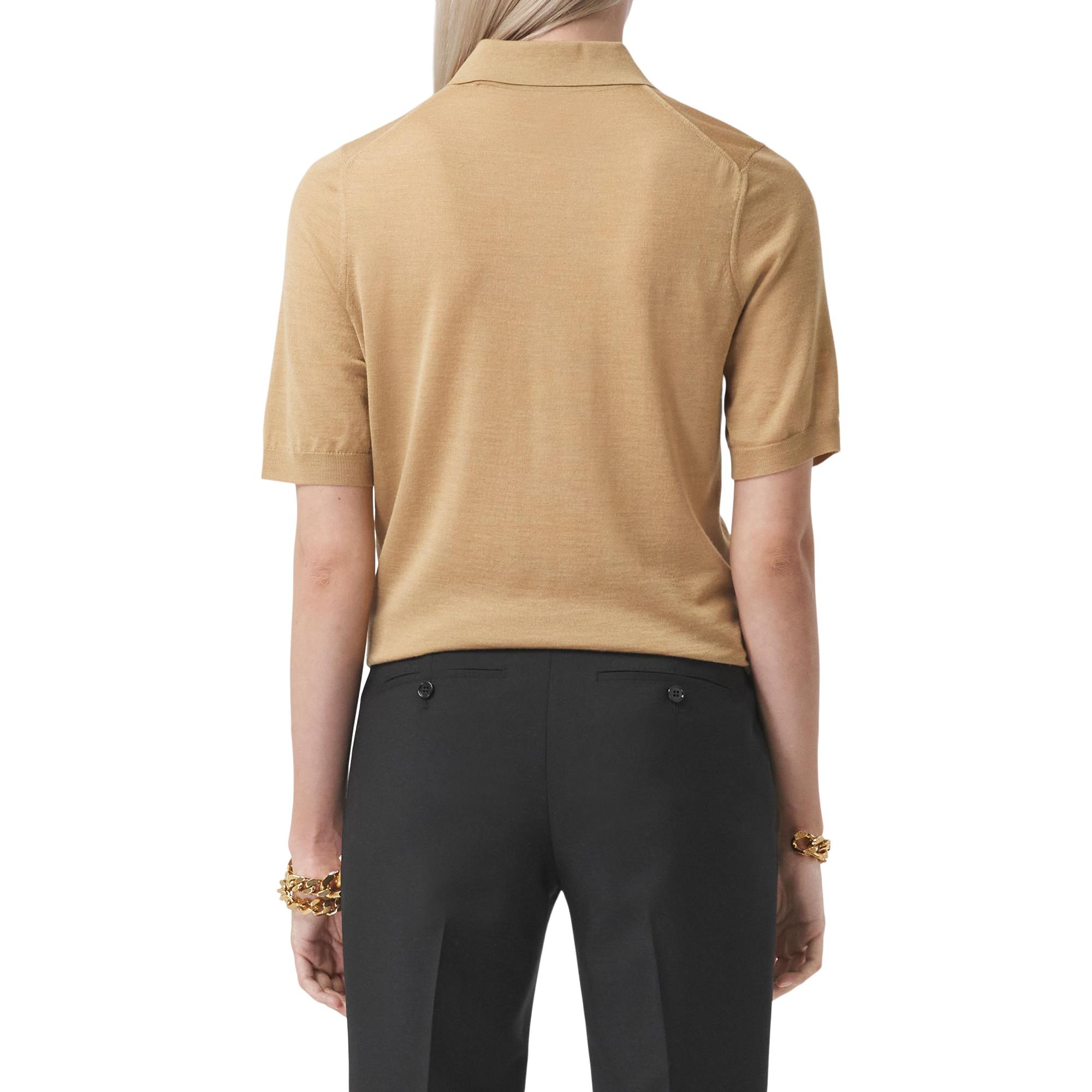 모노그램 모티프 울 실크 캐시미어 폴로셔츠