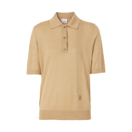 모노그램 모티프 울 실크 캐시미어 폴로셔츠
