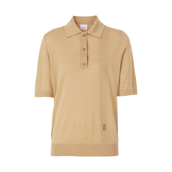 모노그램 모티프 울 실크 캐시미어 폴로셔츠