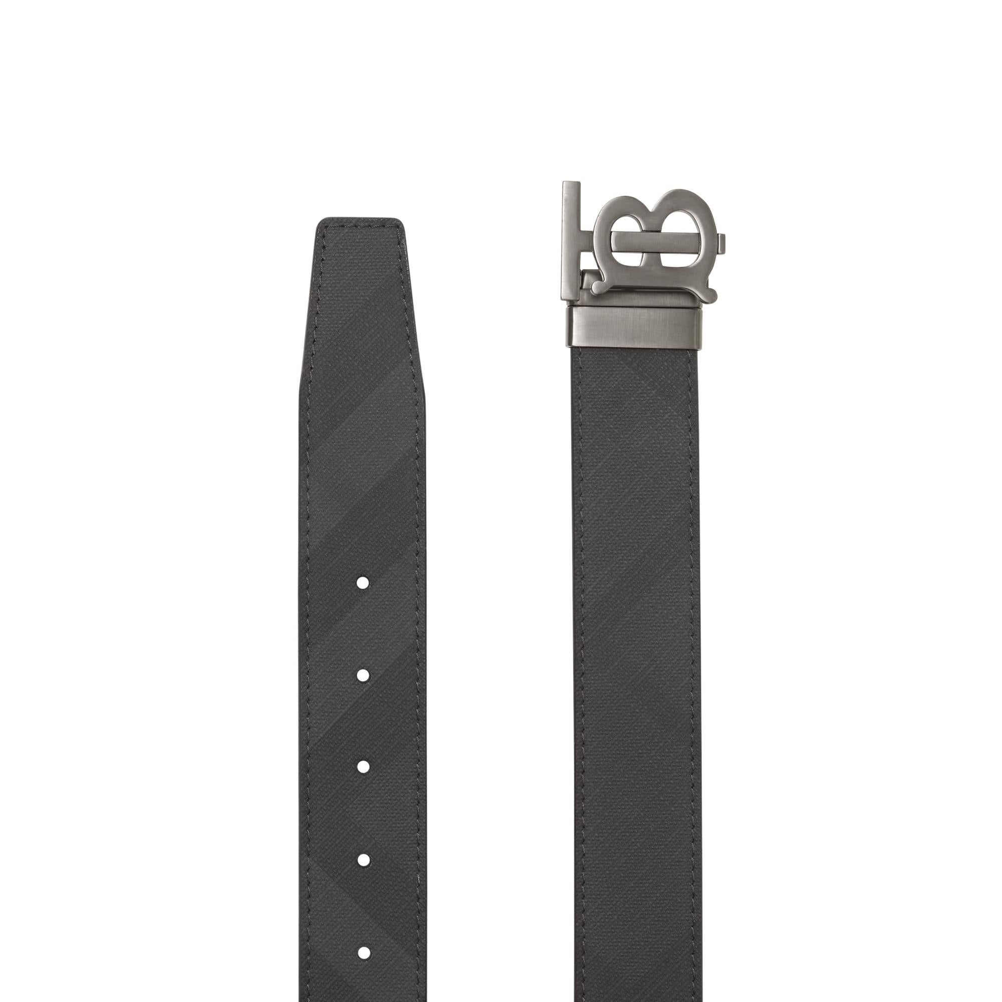 리버시블 모노그램 모티프 런던 체크 벨트