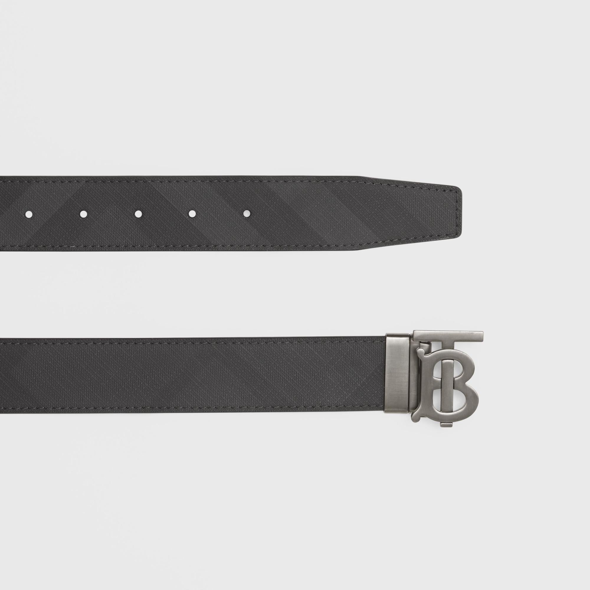 리버시블 모노그램 모티프 런던 체크 벨트