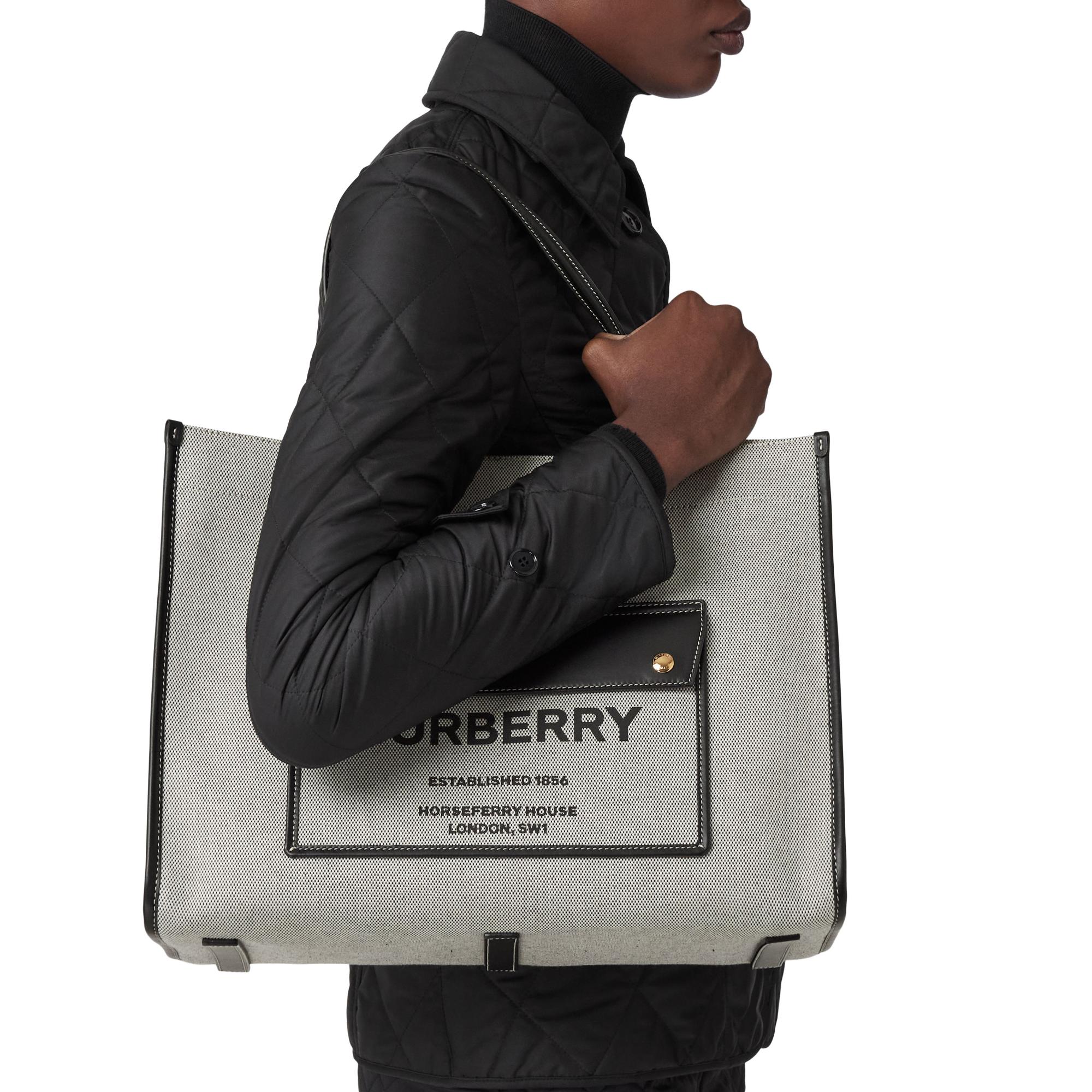 투톤 캔버스 레더 미디엄 프레야 토트