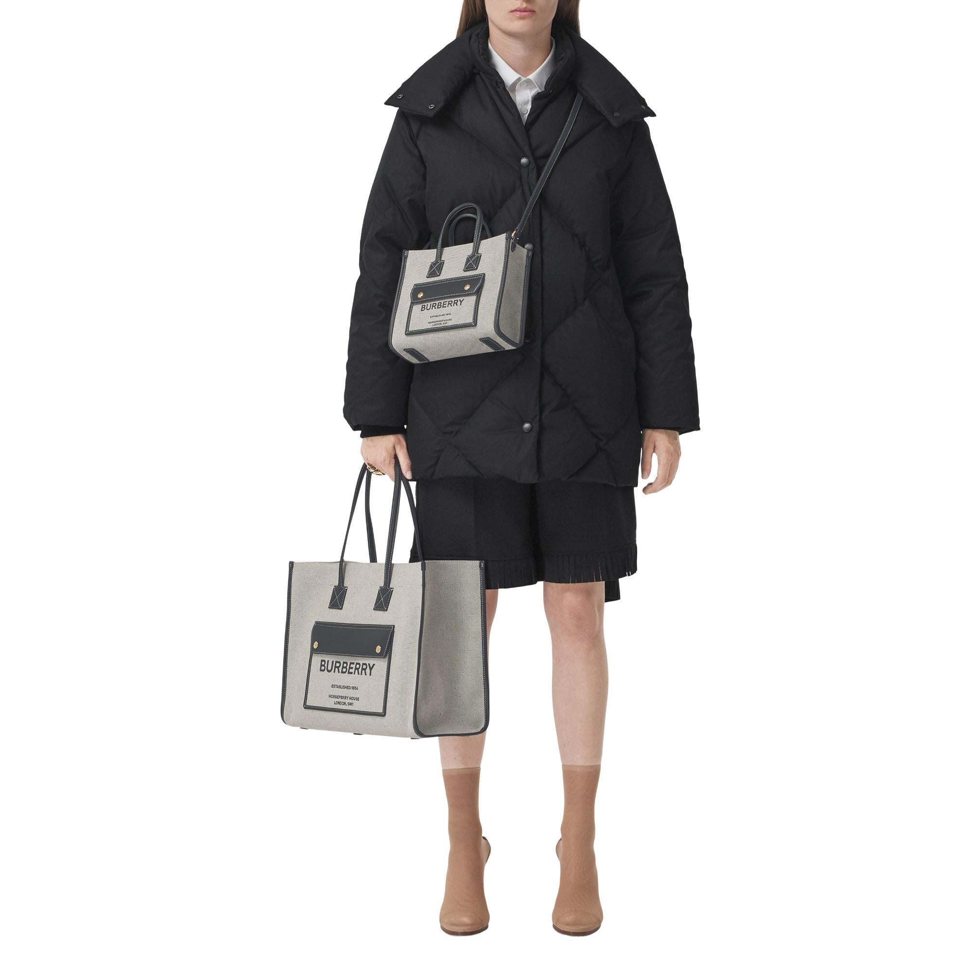 투톤 캔버스 레더 미디엄 프레야 토트