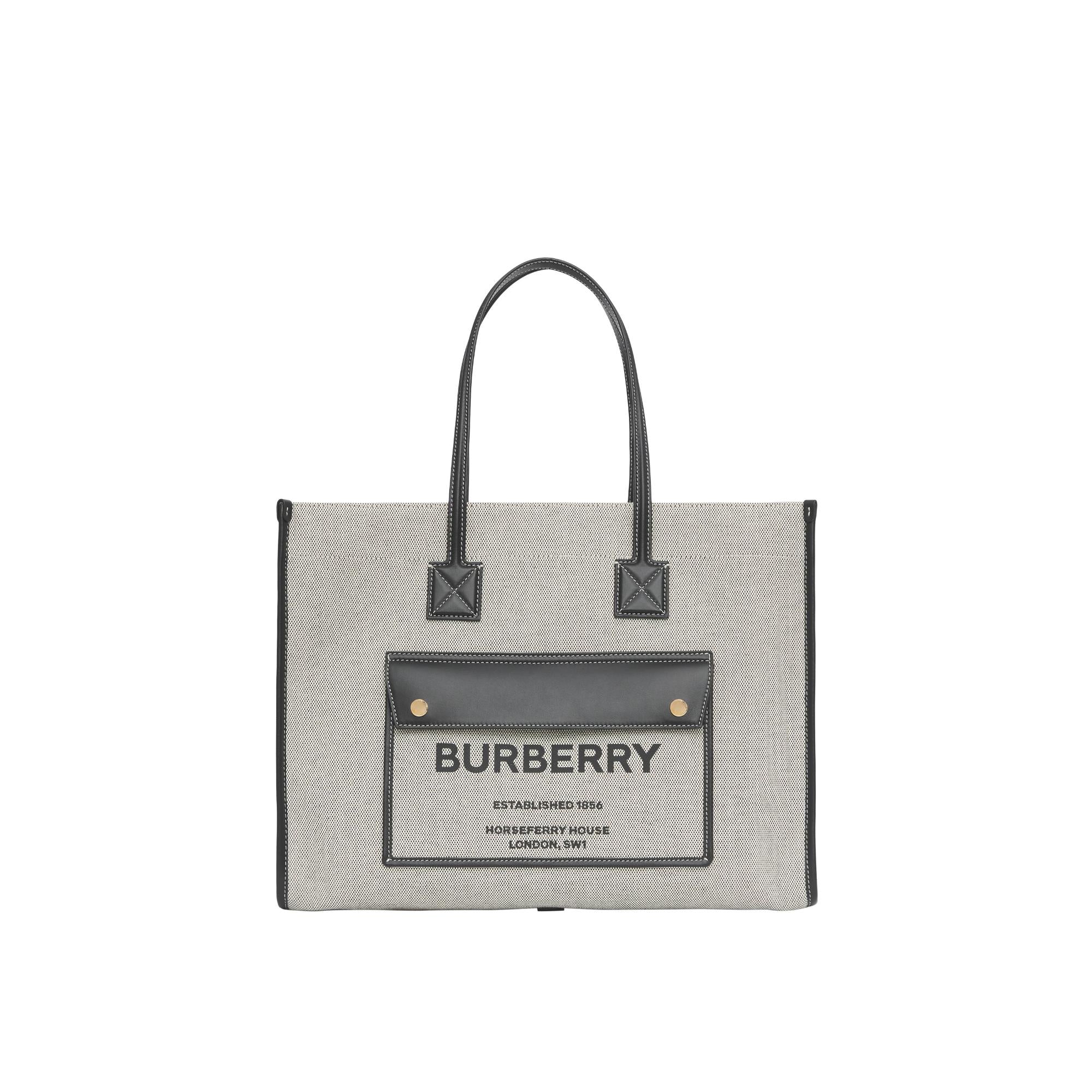 투톤 캔버스 레더 미디엄 프레야 토트