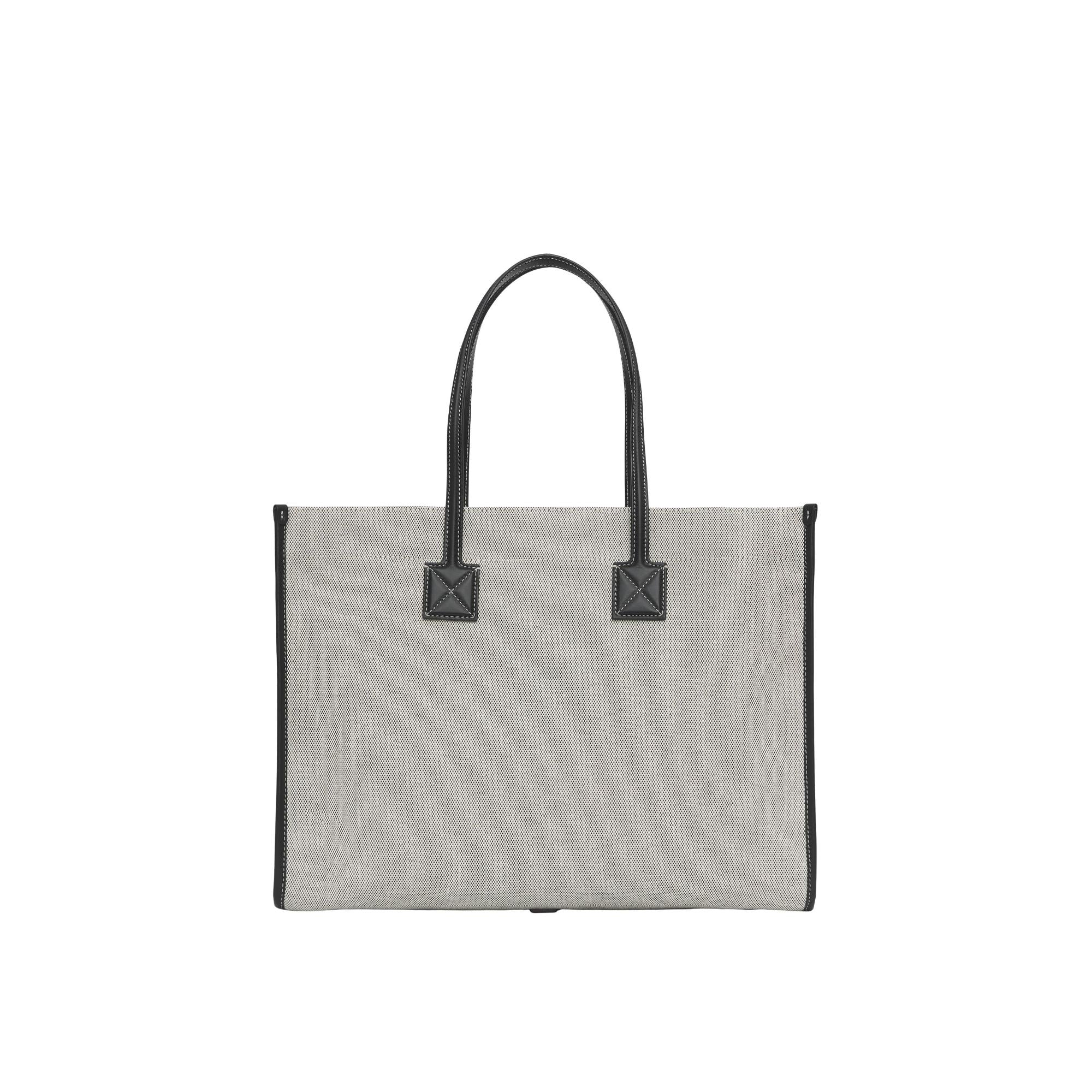 투톤 캔버스 레더 미디엄 프레야 토트