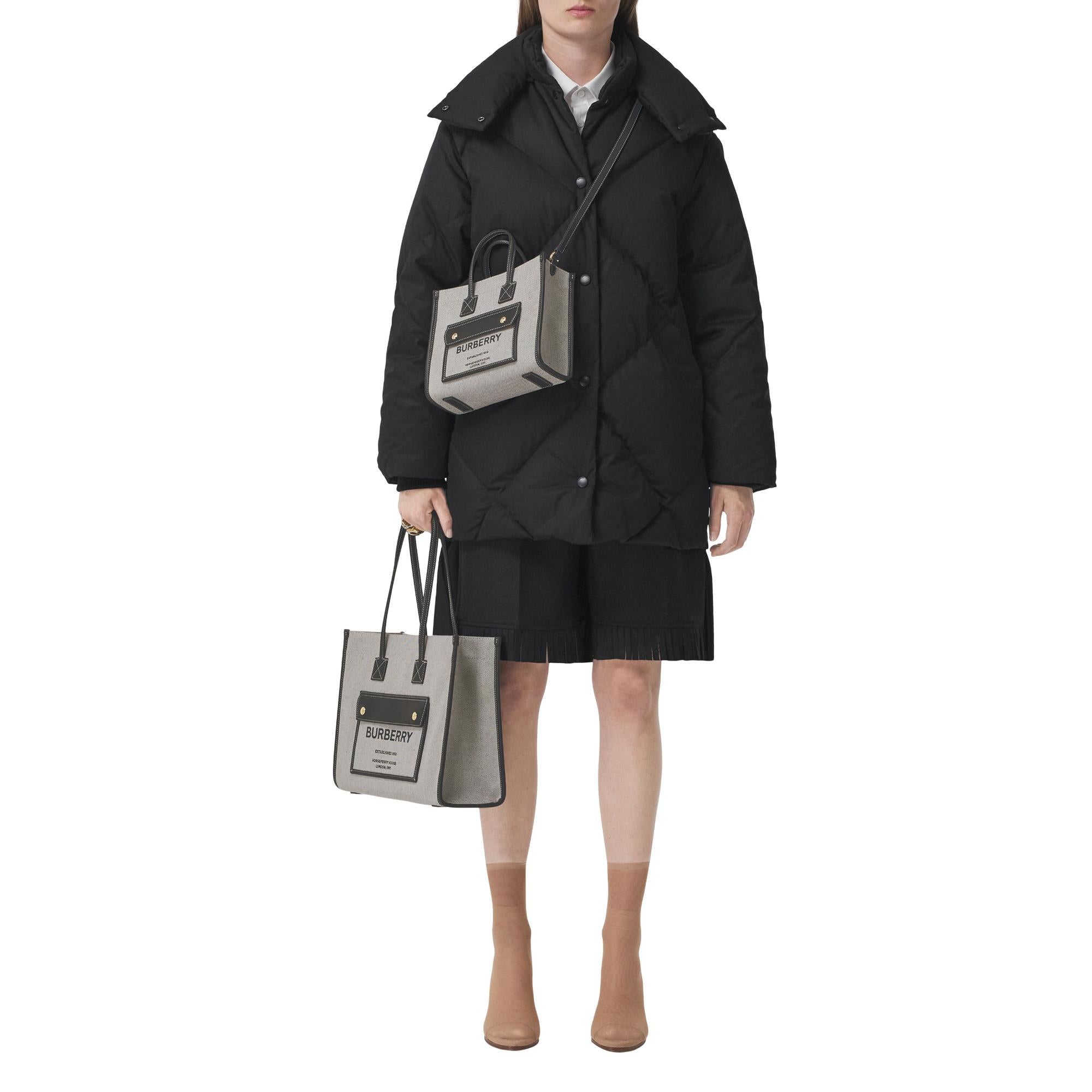 투톤 캔버스 레더 스몰 프레야 토트