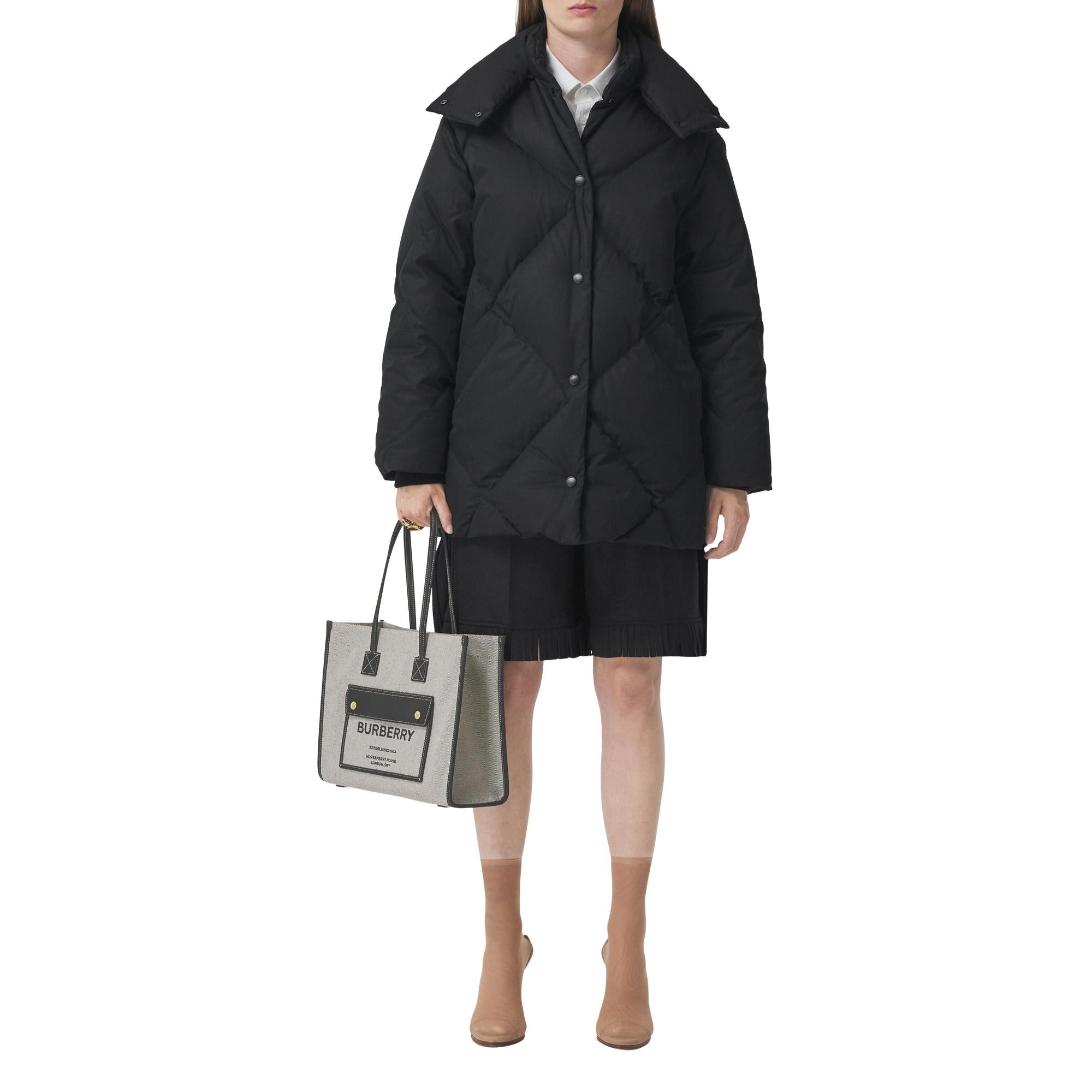 투톤 캔버스 레더 스몰 프레야 토트