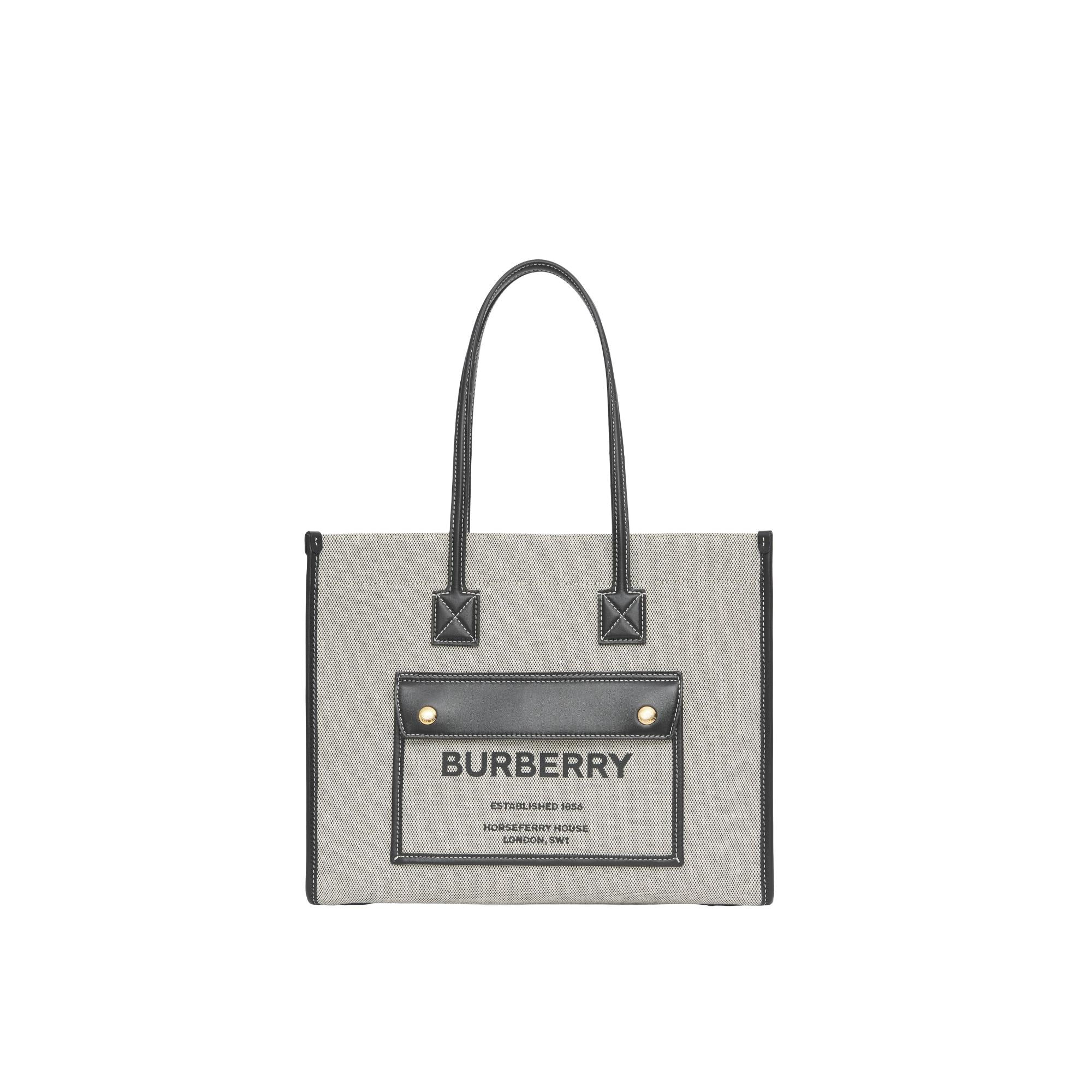 투톤 캔버스 레더 스몰 프레야 토트