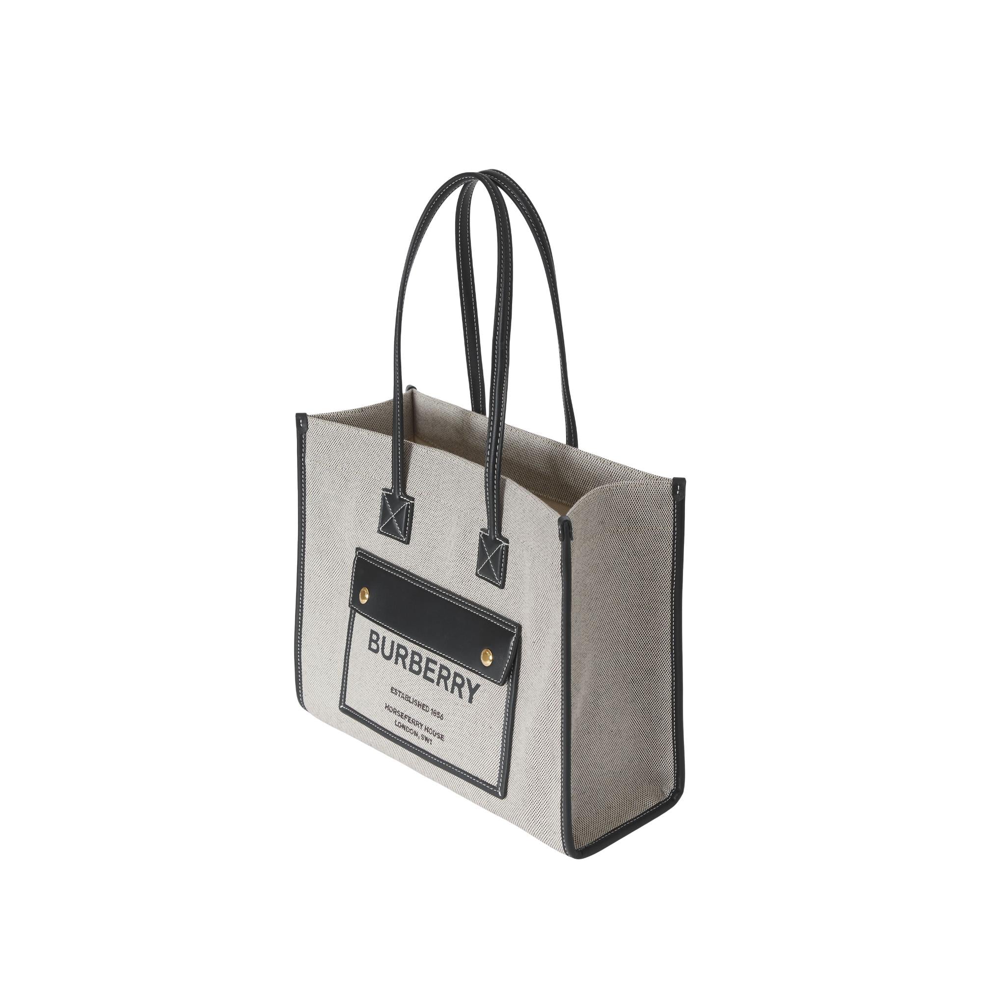 투톤 캔버스 레더 스몰 프레야 토트