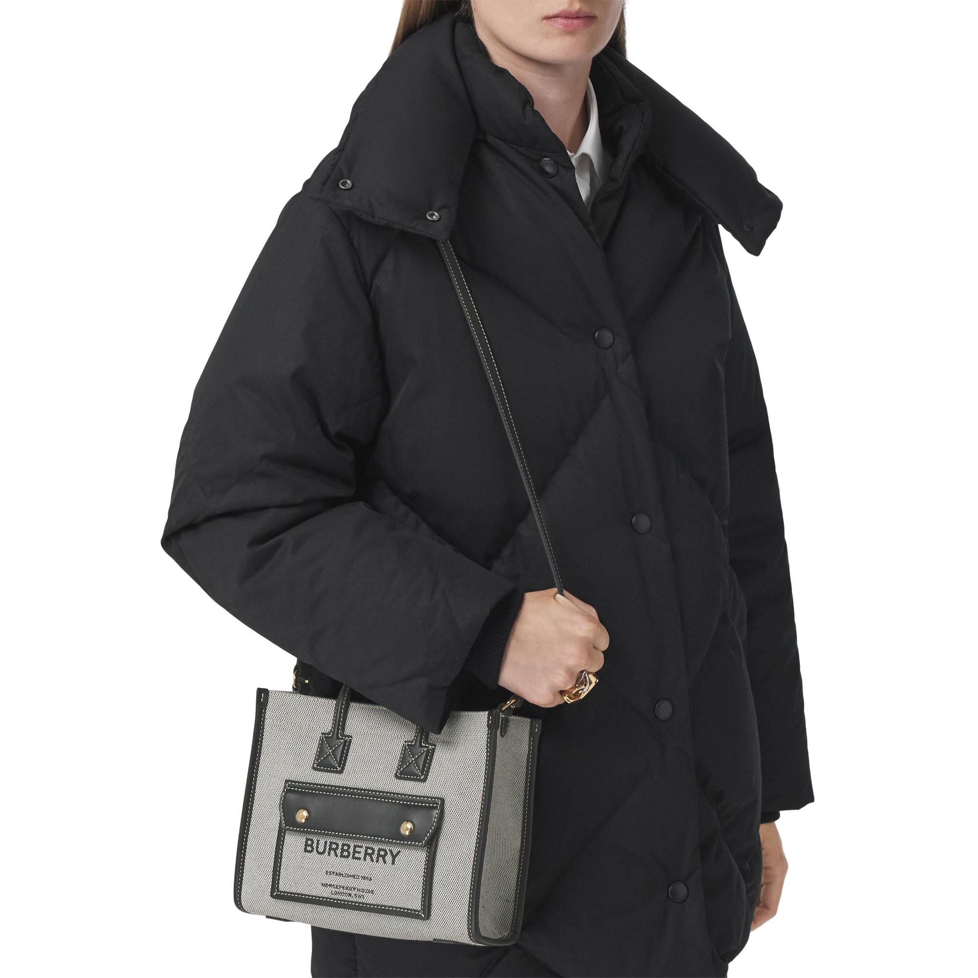 투톤 캔버스 레더 미니 프레야 토트