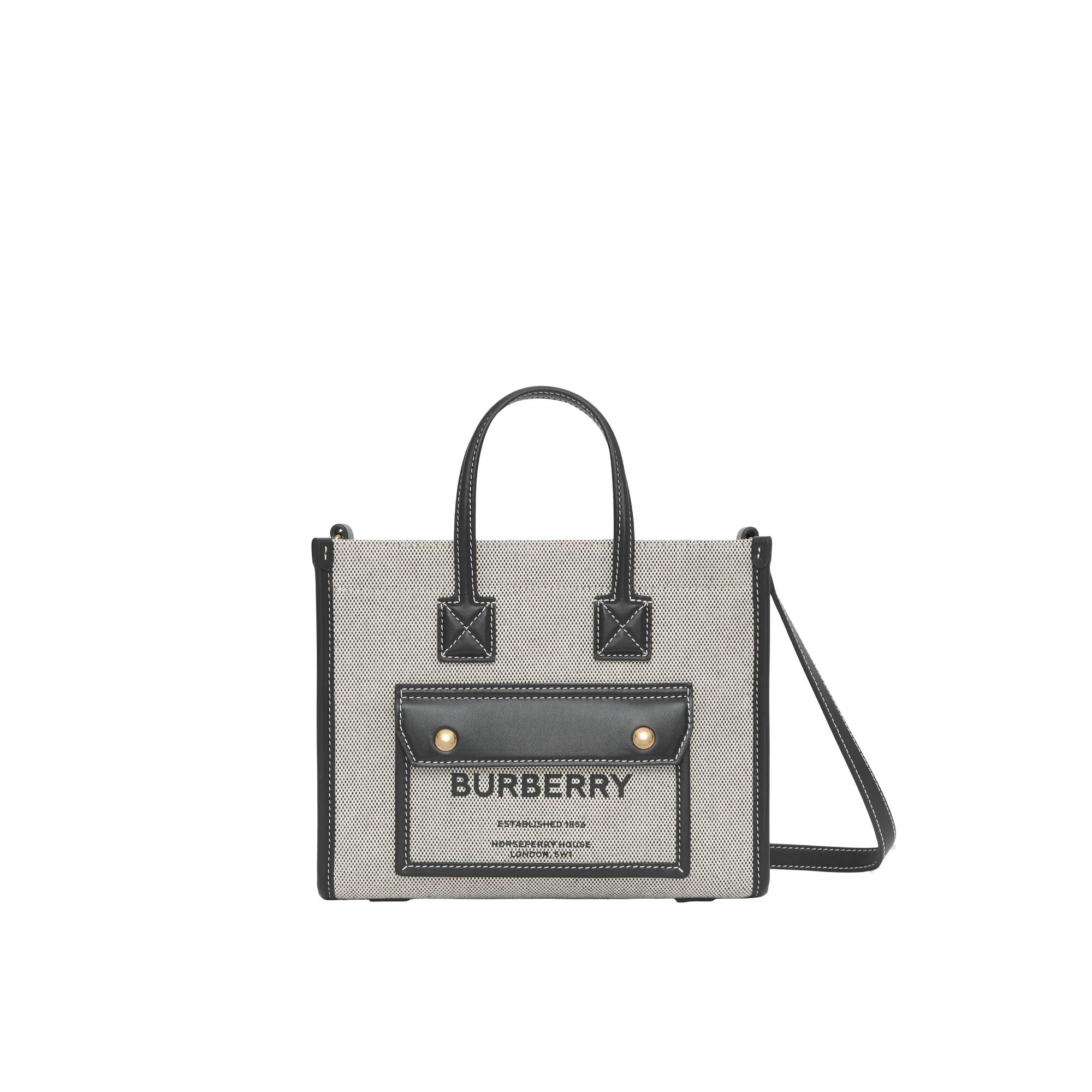 투톤 캔버스 레더 미니 프레야 토트