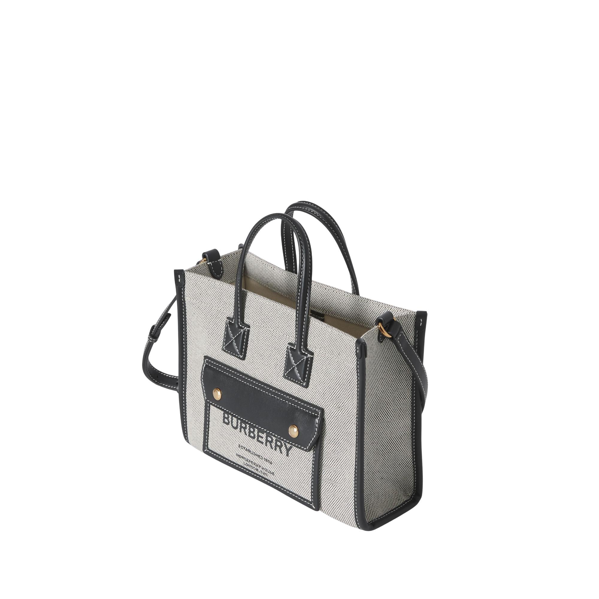 투톤 캔버스 레더 미니 프레야 토트