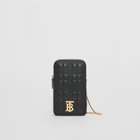 체인 스트랩 퀼팅 레더 롤라 파우치