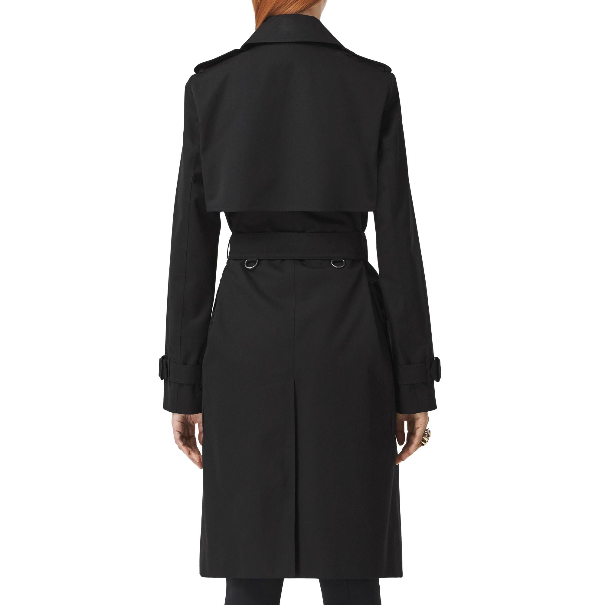 롱 체크 라펠 개버딘 트렌치코트