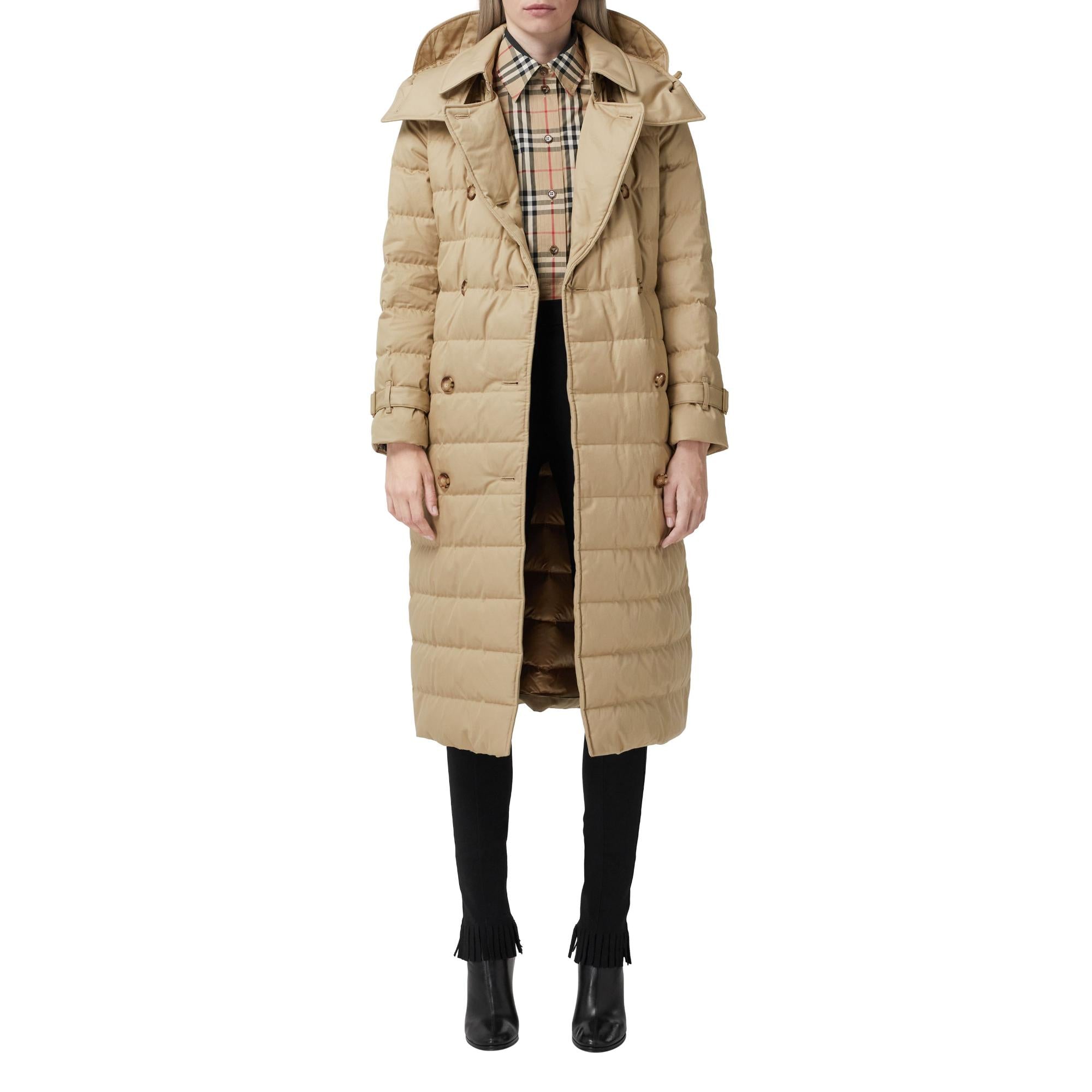 디태처블 후드 코튼 개버딘 퍼퍼 코트