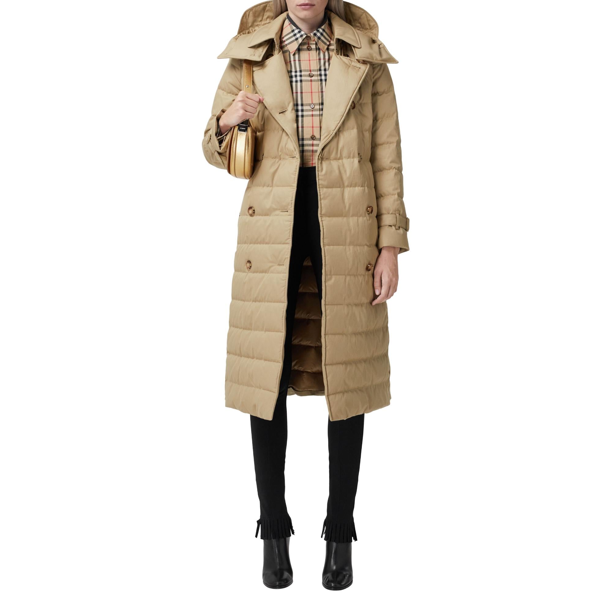 디태처블 후드 코튼 개버딘 퍼퍼 코트