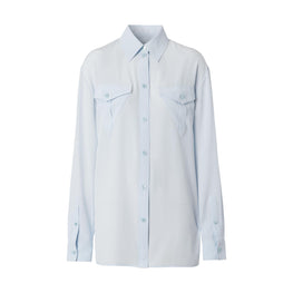 로고 디테일 실크 크레이프 드 신 오버사이즈 셔츠