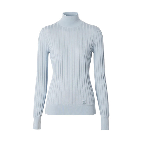 모노그램 모티프 실크 터틀넥 스웨터