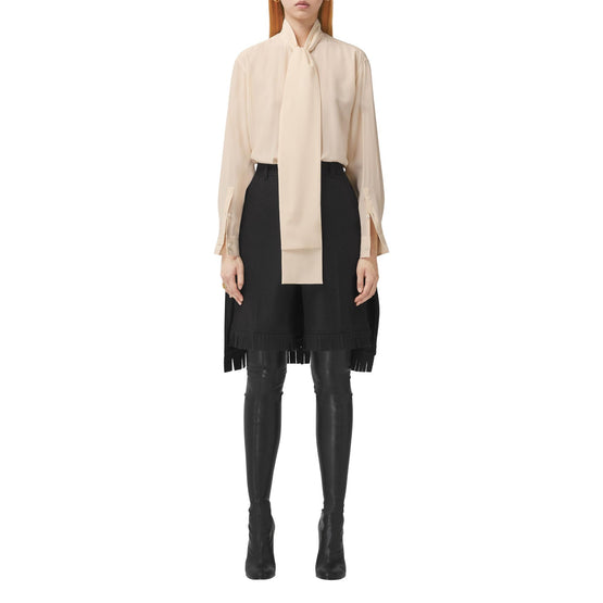 실크 크레이프 드 신 타이넥 셔츠