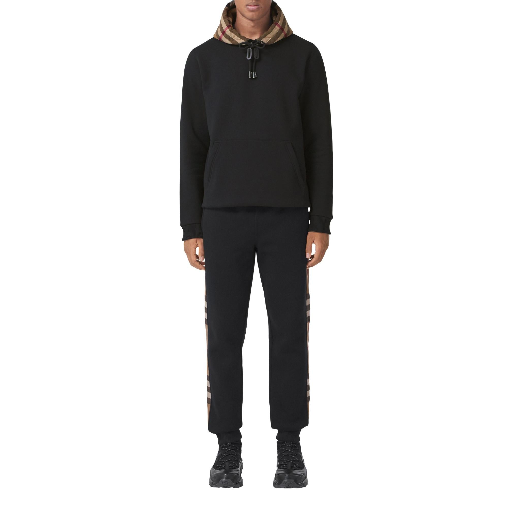 체크 후드 코튼 블렌드 후디