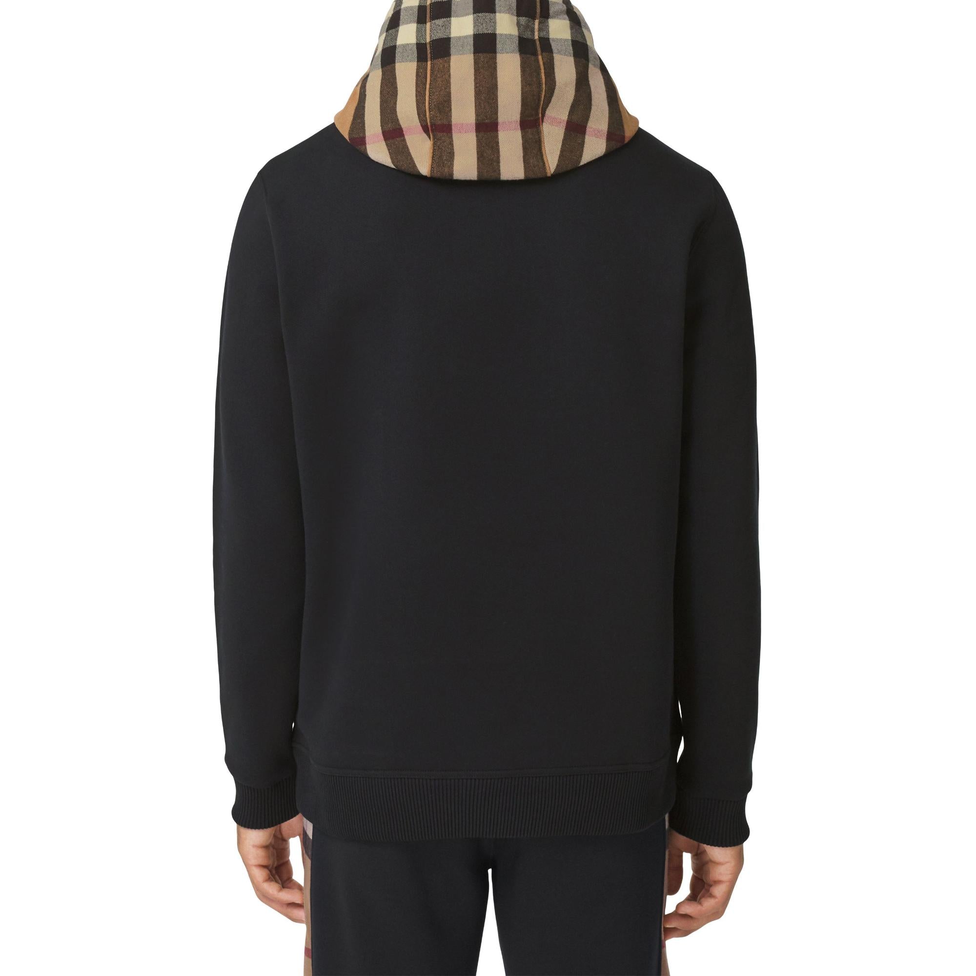 체크 후드 코튼 블렌드 후디