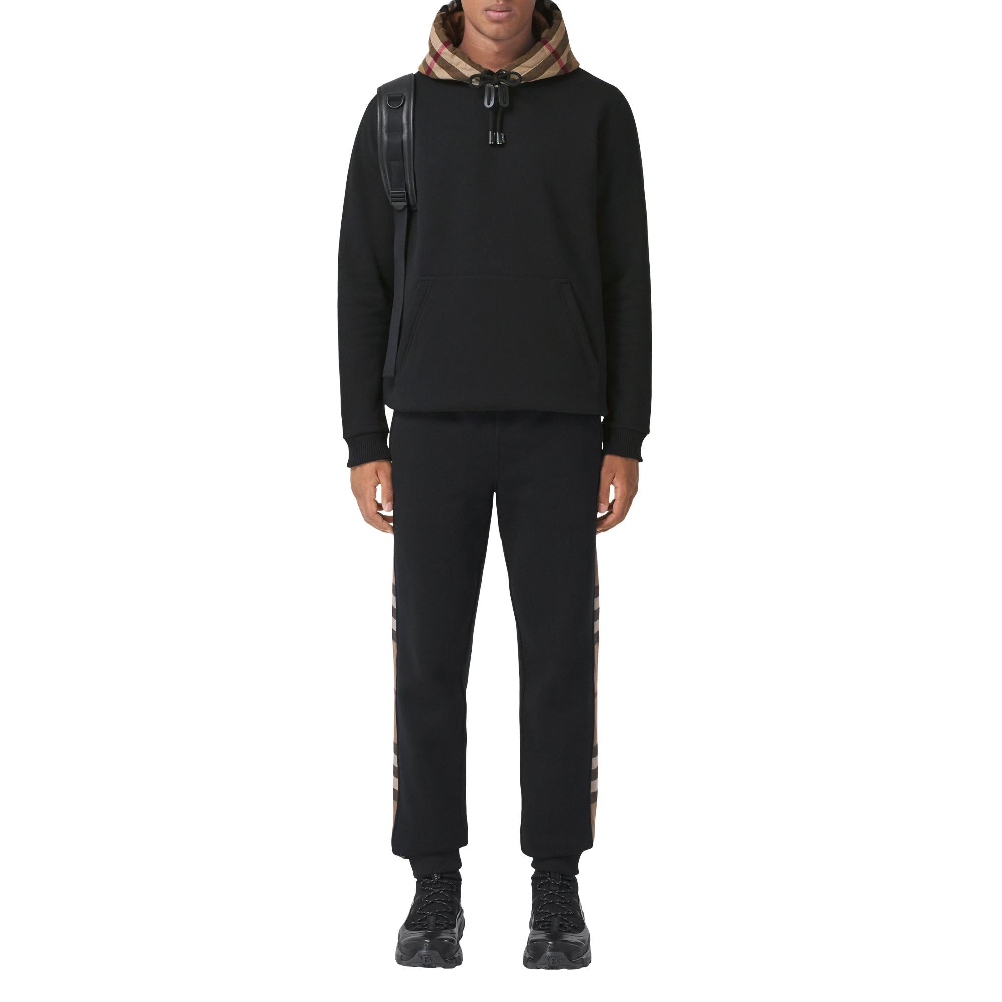 체크 후드 코튼 블렌드 후디