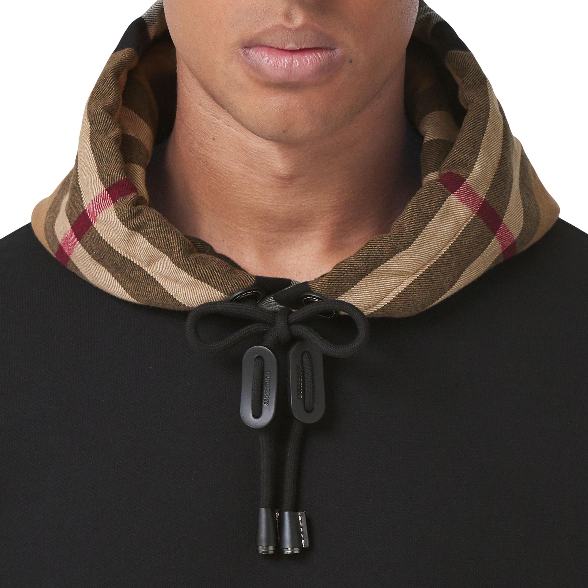 체크 후드 코튼 블렌드 후디