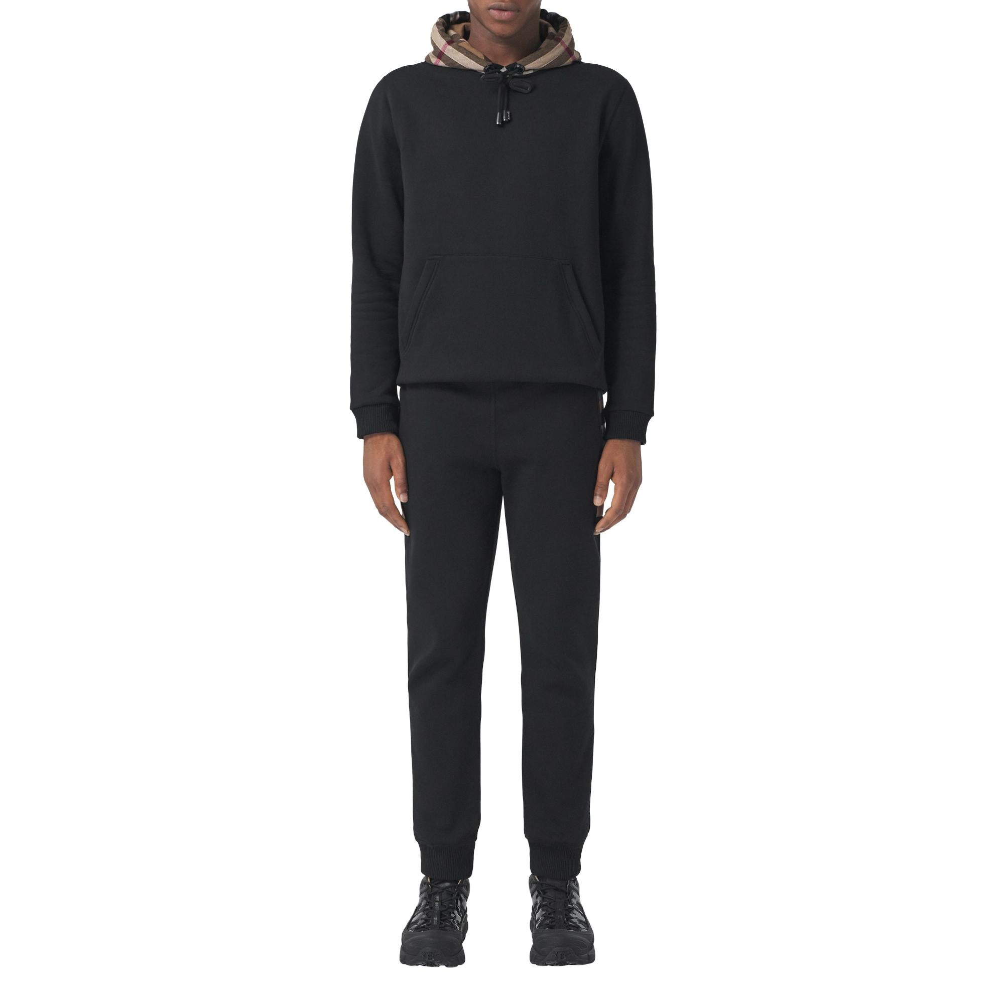 체크 패널 코튼 블렌드 조깅 팬츠