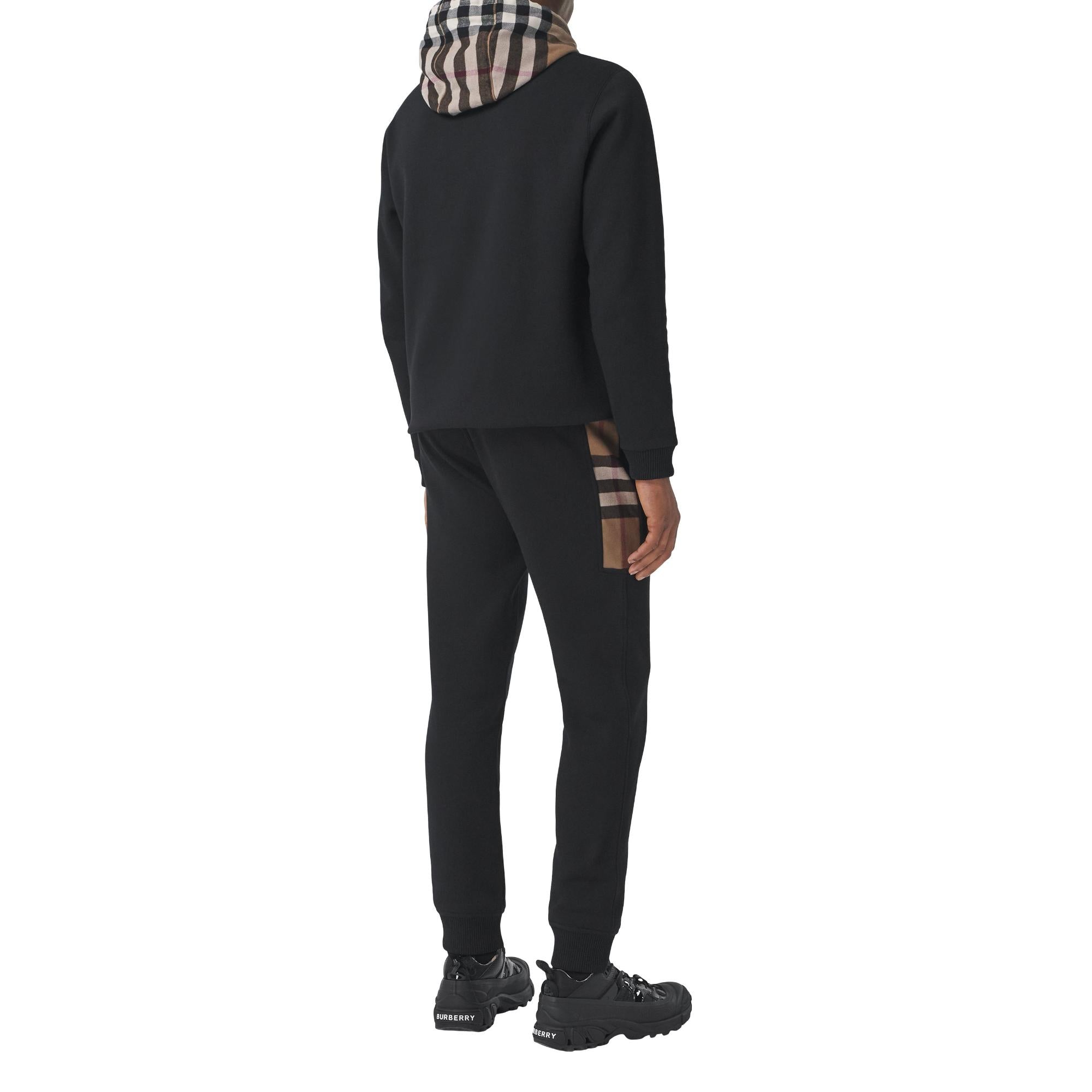 체크 패널 코튼 블렌드 조깅 팬츠