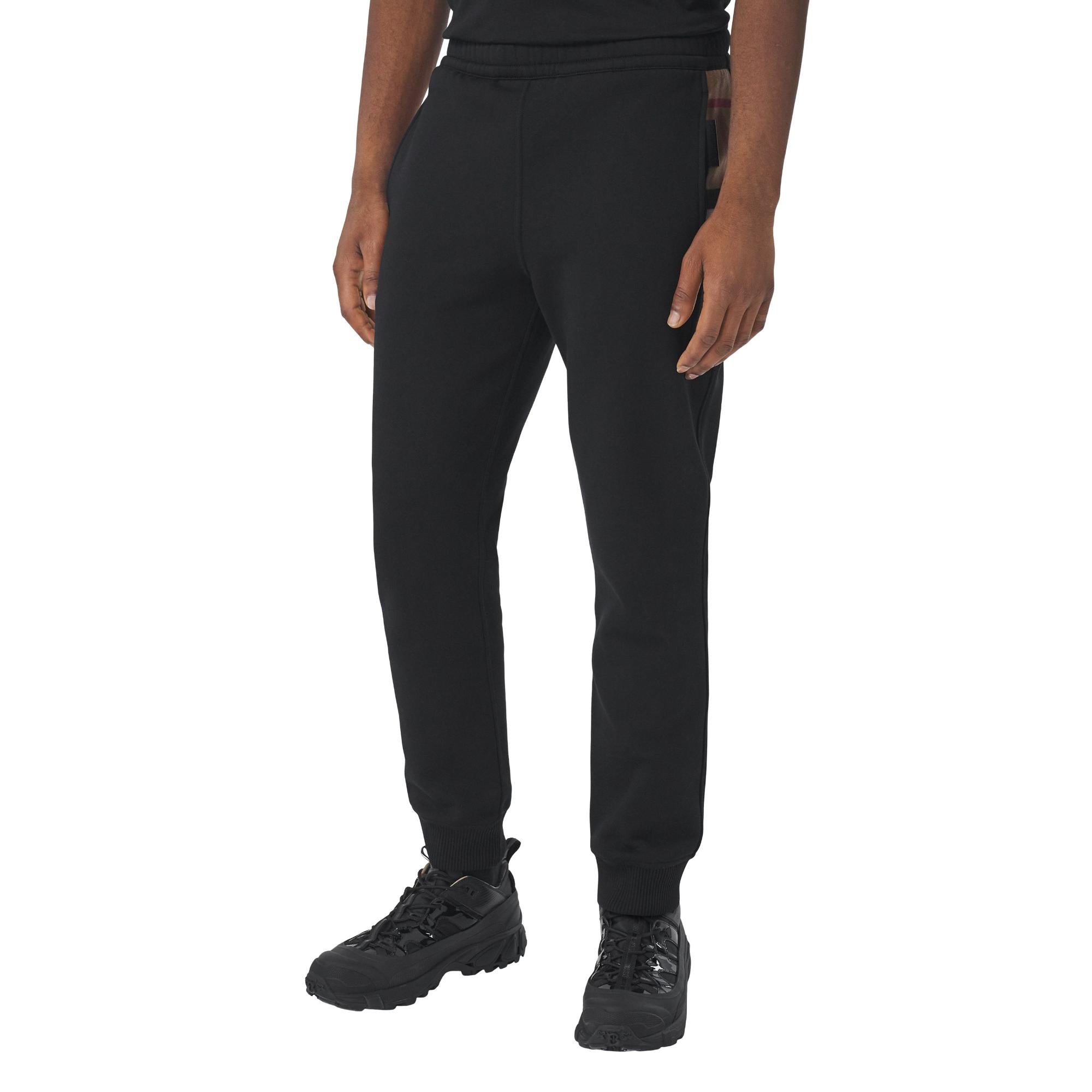 체크 패널 코튼 블렌드 조깅 팬츠