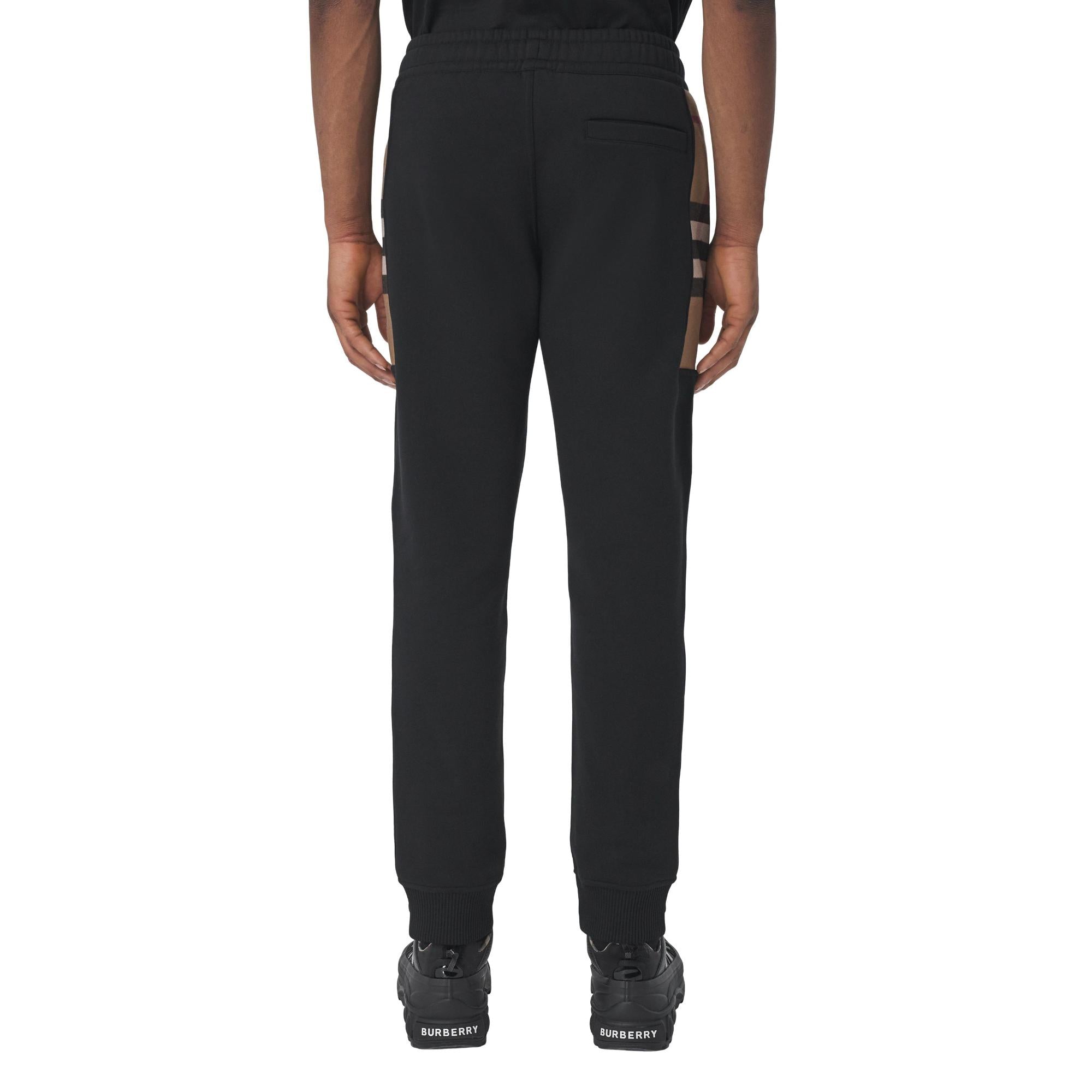 체크 패널 코튼 블렌드 조깅 팬츠