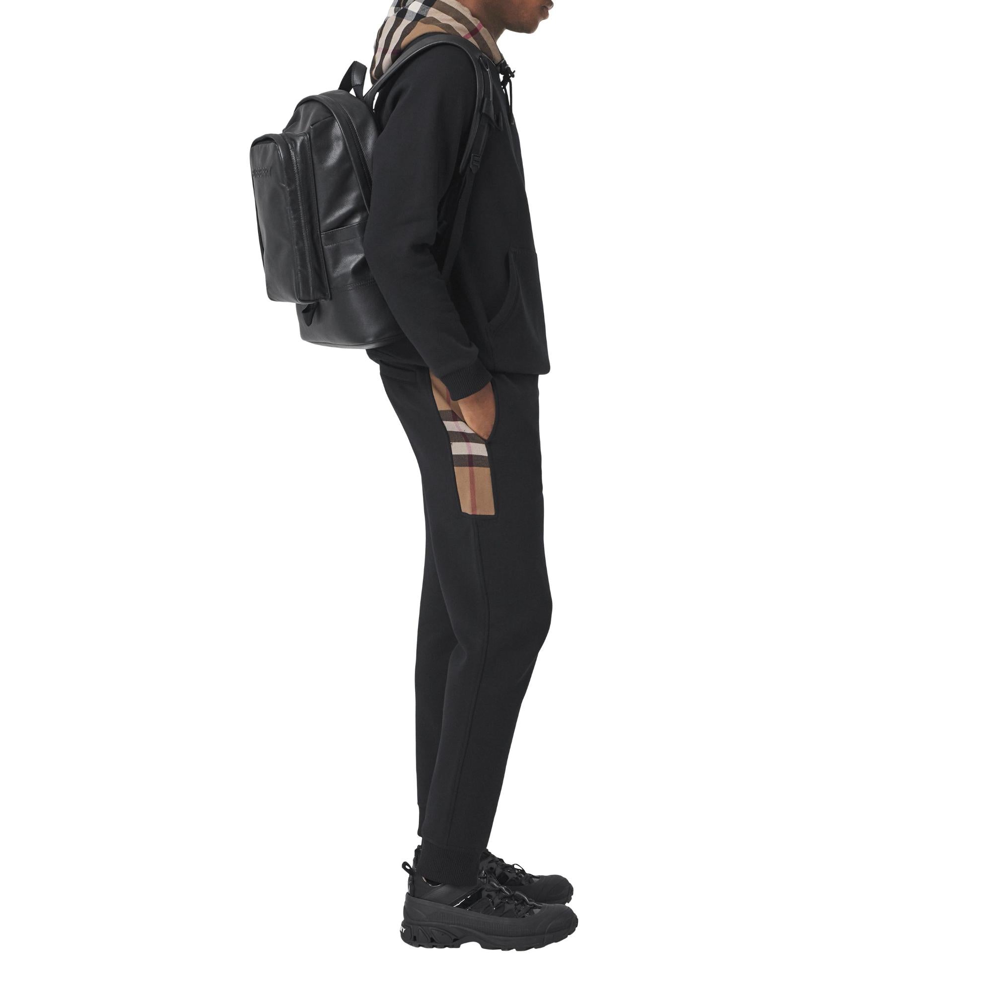 체크 패널 코튼 블렌드 조깅 팬츠