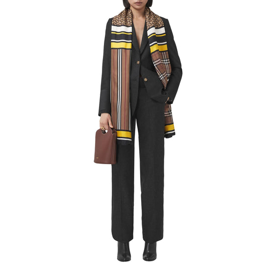 몽타주 프린트 실크 스카프