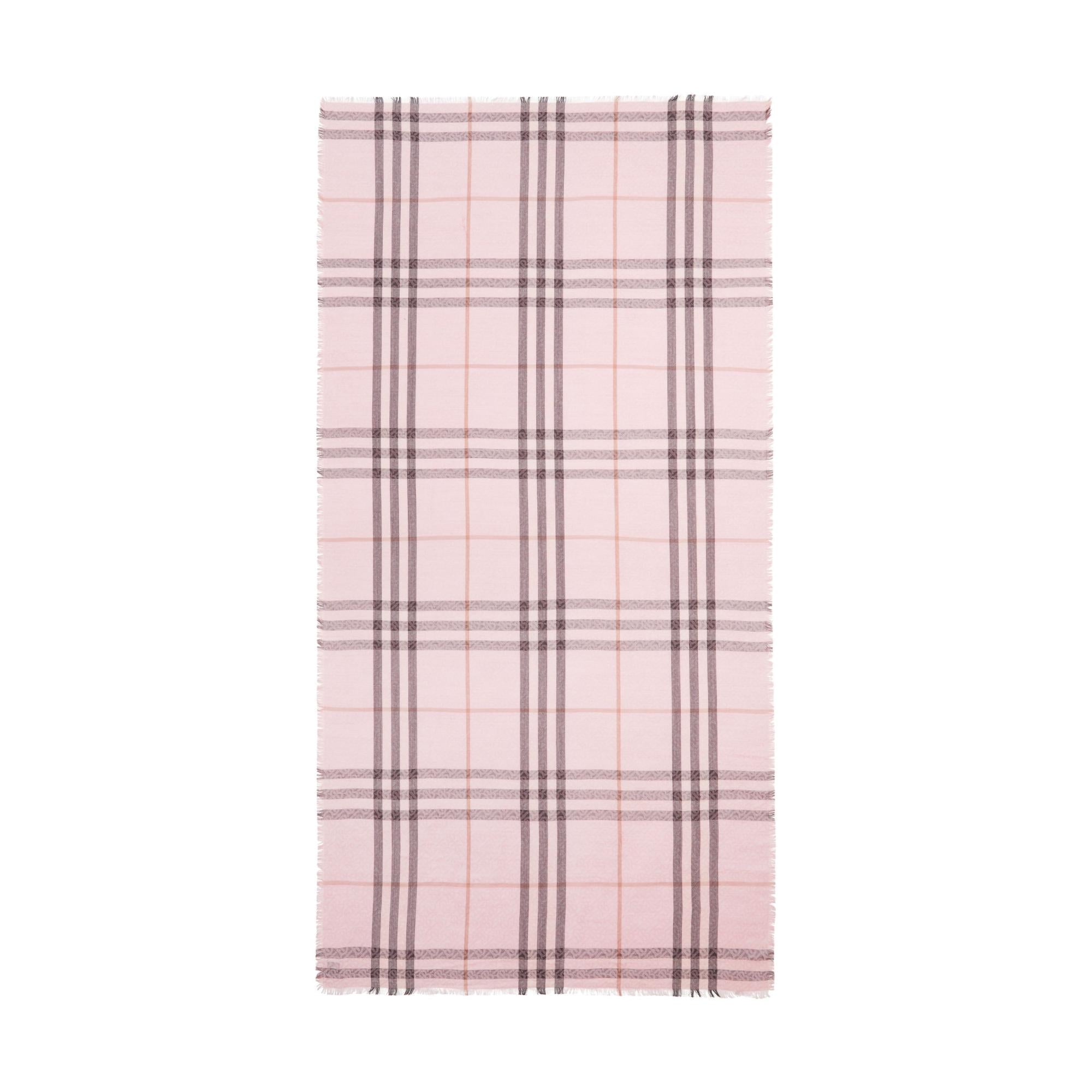 라이트 모노그램 체크 울 실크 스카프