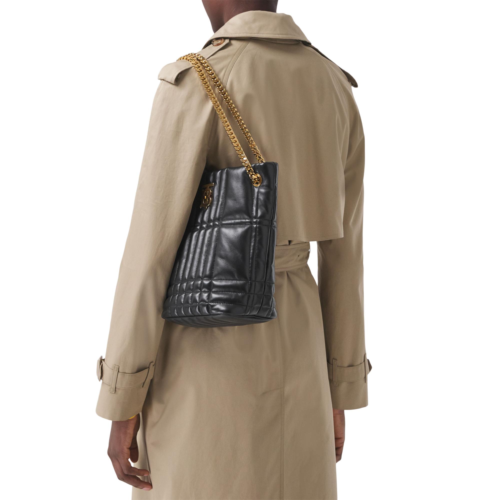 퀼팅 레더 스몰 롤라 버킷 백