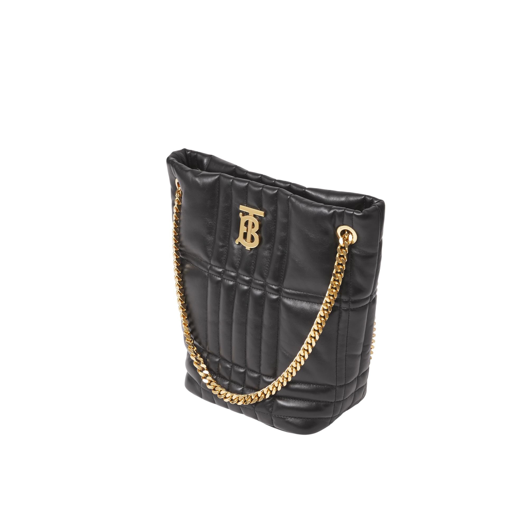 퀼팅 레더 스몰 롤라 버킷 백