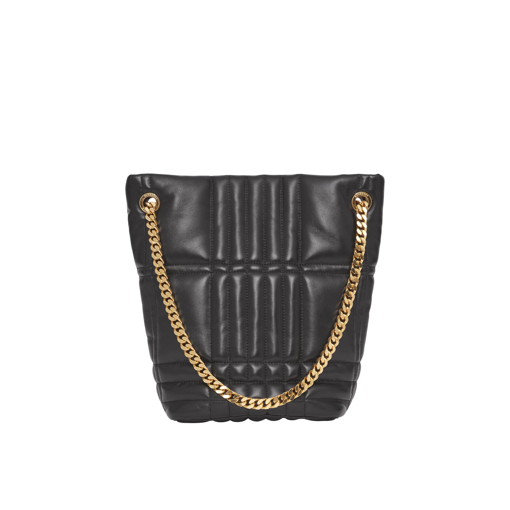 퀼팅 레더 스몰 롤라 버킷 백