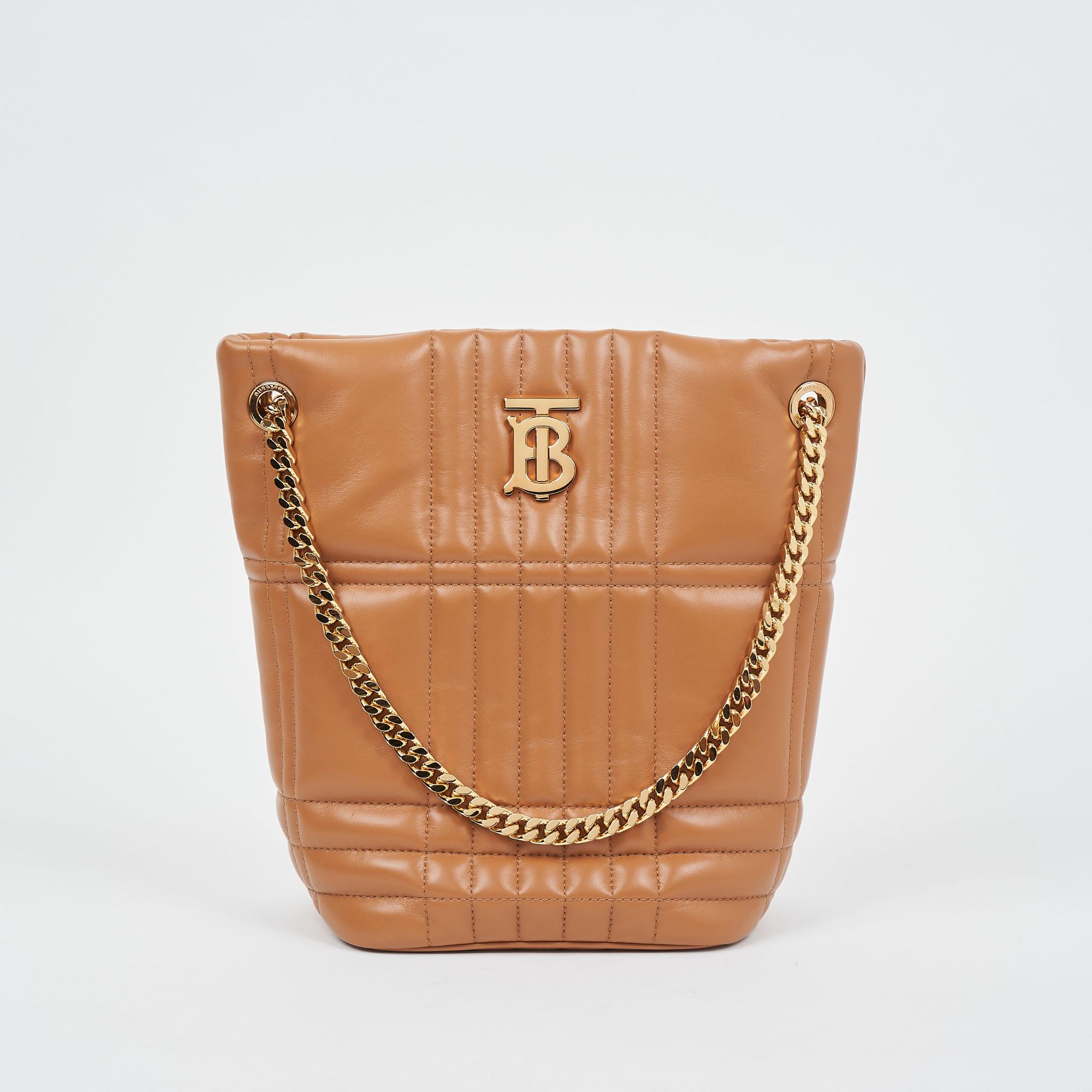 퀼팅 레더 스몰 롤라 버킷 백