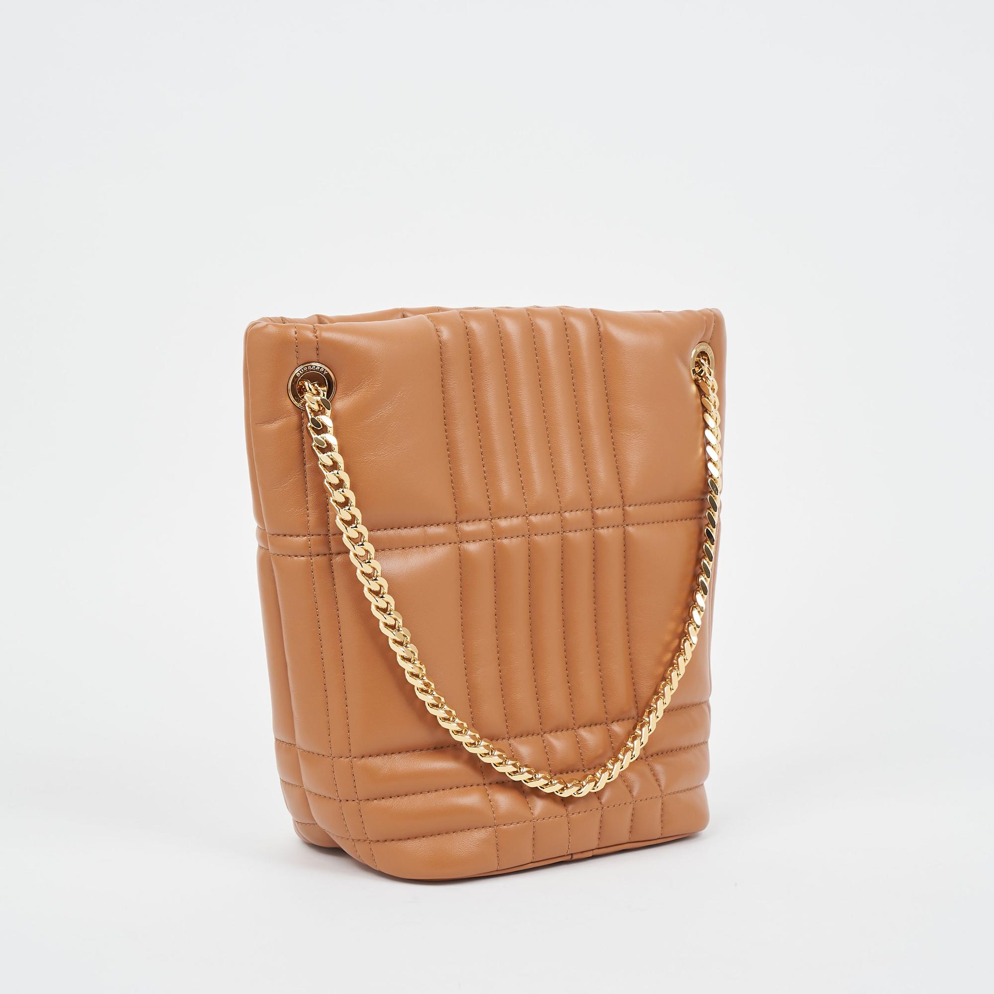 퀼팅 레더 스몰 롤라 버킷 백