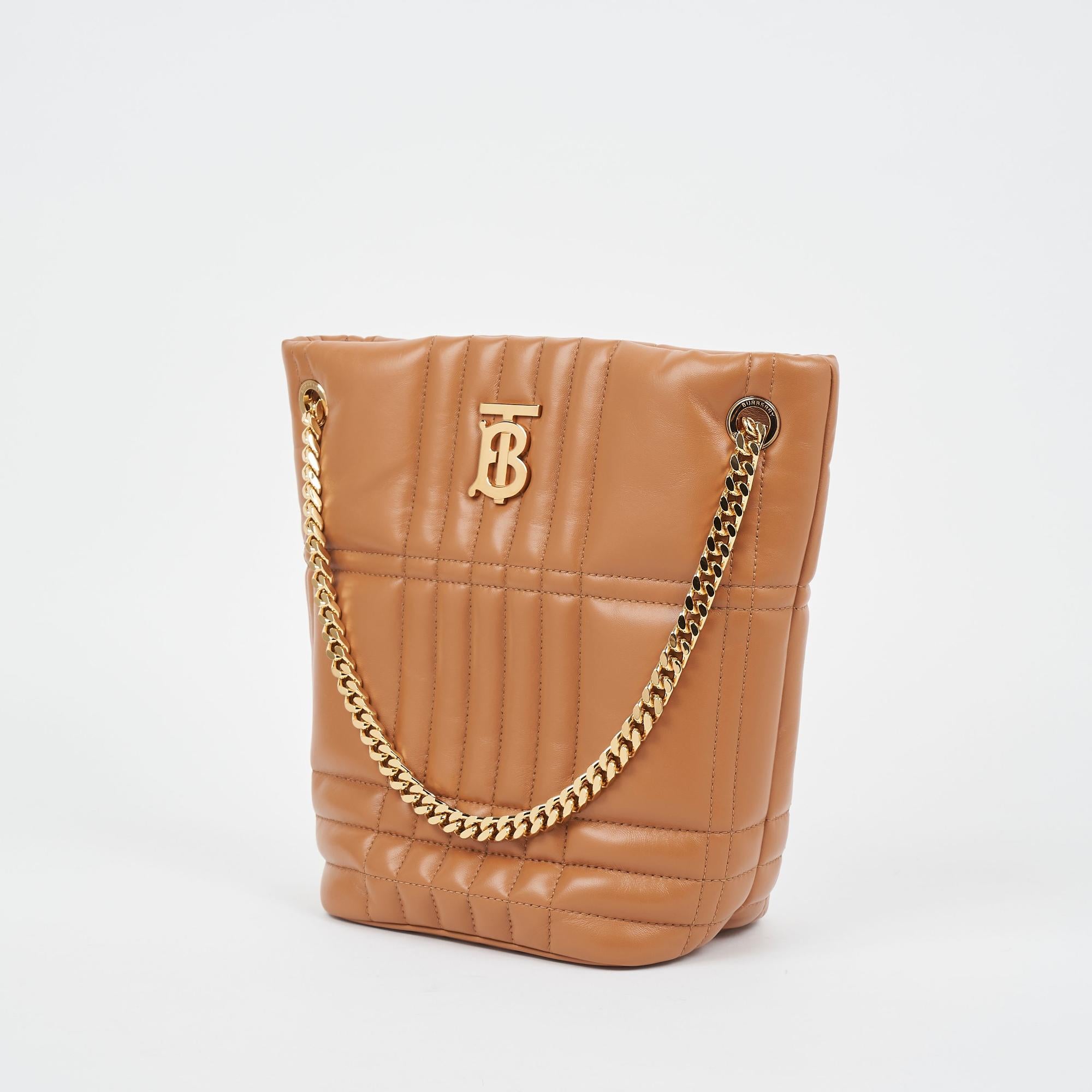 퀼팅 레더 스몰 롤라 버킷 백