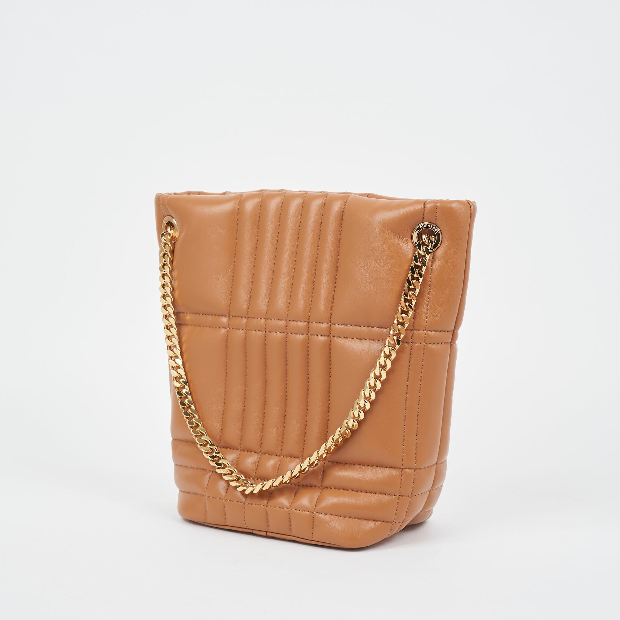 퀼팅 레더 스몰 롤라 버킷 백