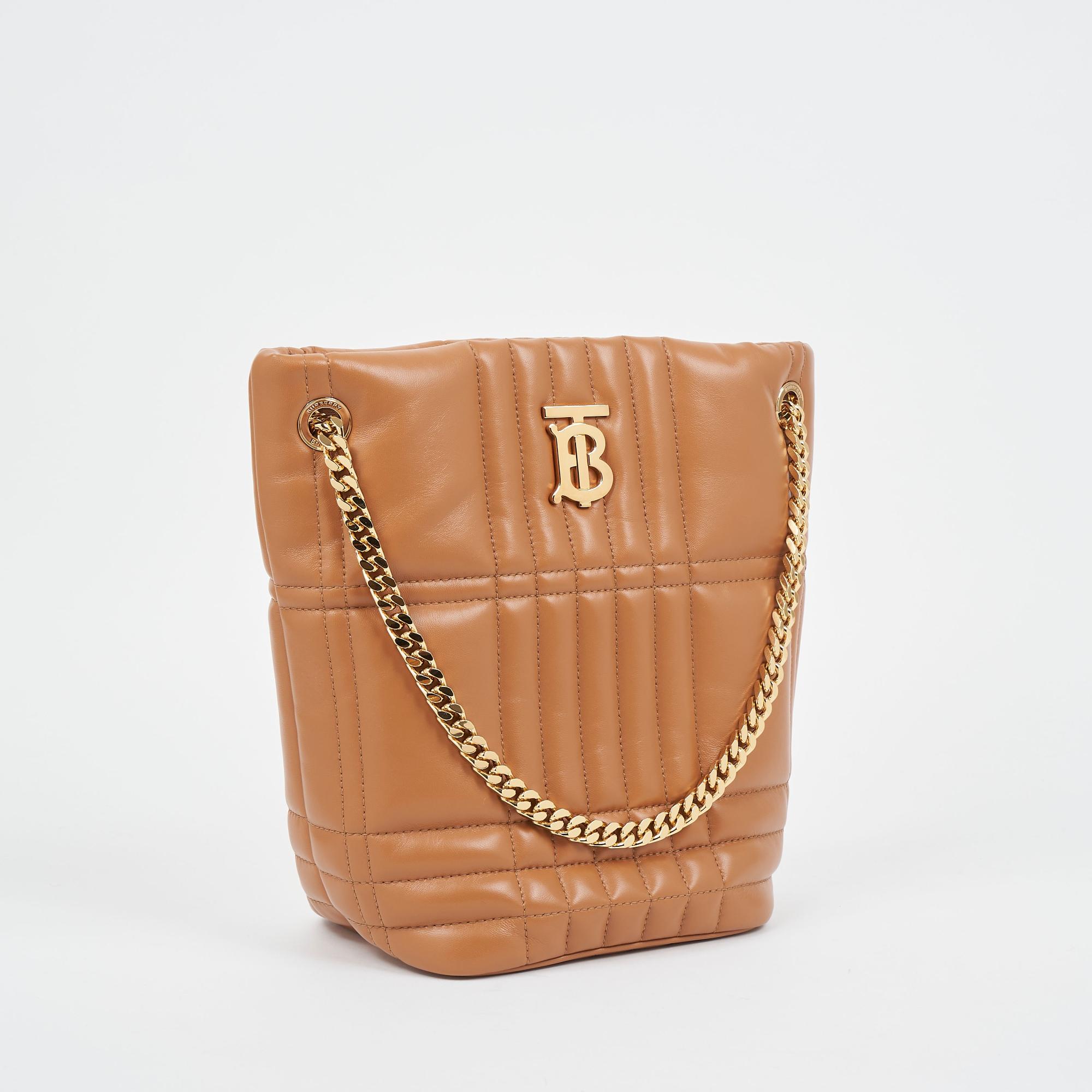 퀼팅 레더 스몰 롤라 버킷 백