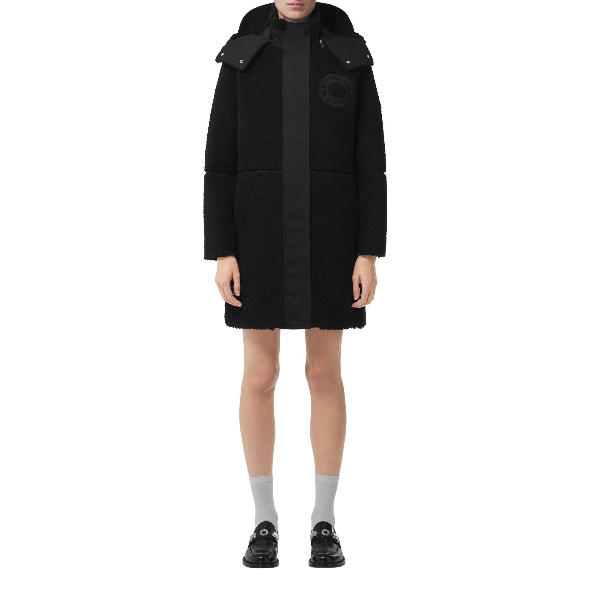 로고 그래픽 울 캐시미어 블렌드 플리스 코트