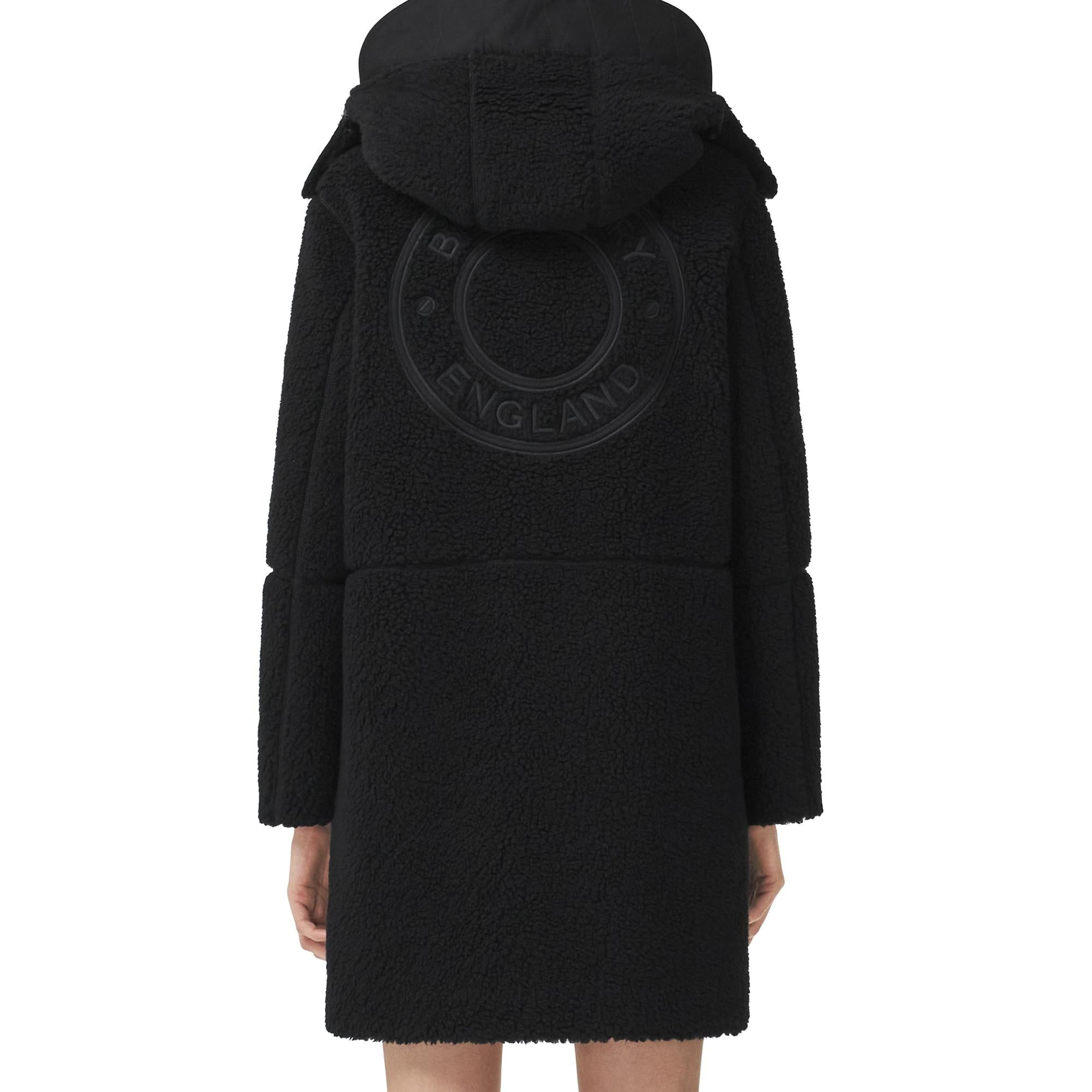 로고 그래픽 울 캐시미어 블렌드 플리스 코트