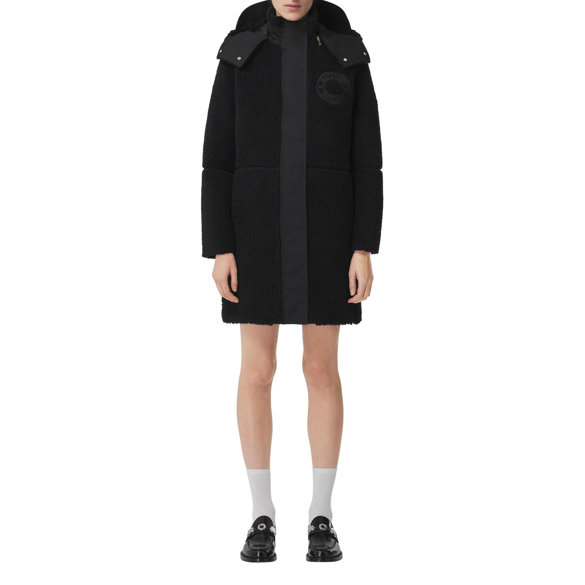 로고 그래픽 울 캐시미어 블렌드 플리스 코트